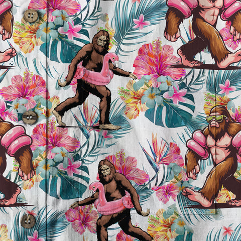 Bigfoot Tropical Hawaiian Shirt, Bigfoot Button-Up Shirt, Sasquatch Bigfoot Shirt, Summer Beach Shirt - The Palmix