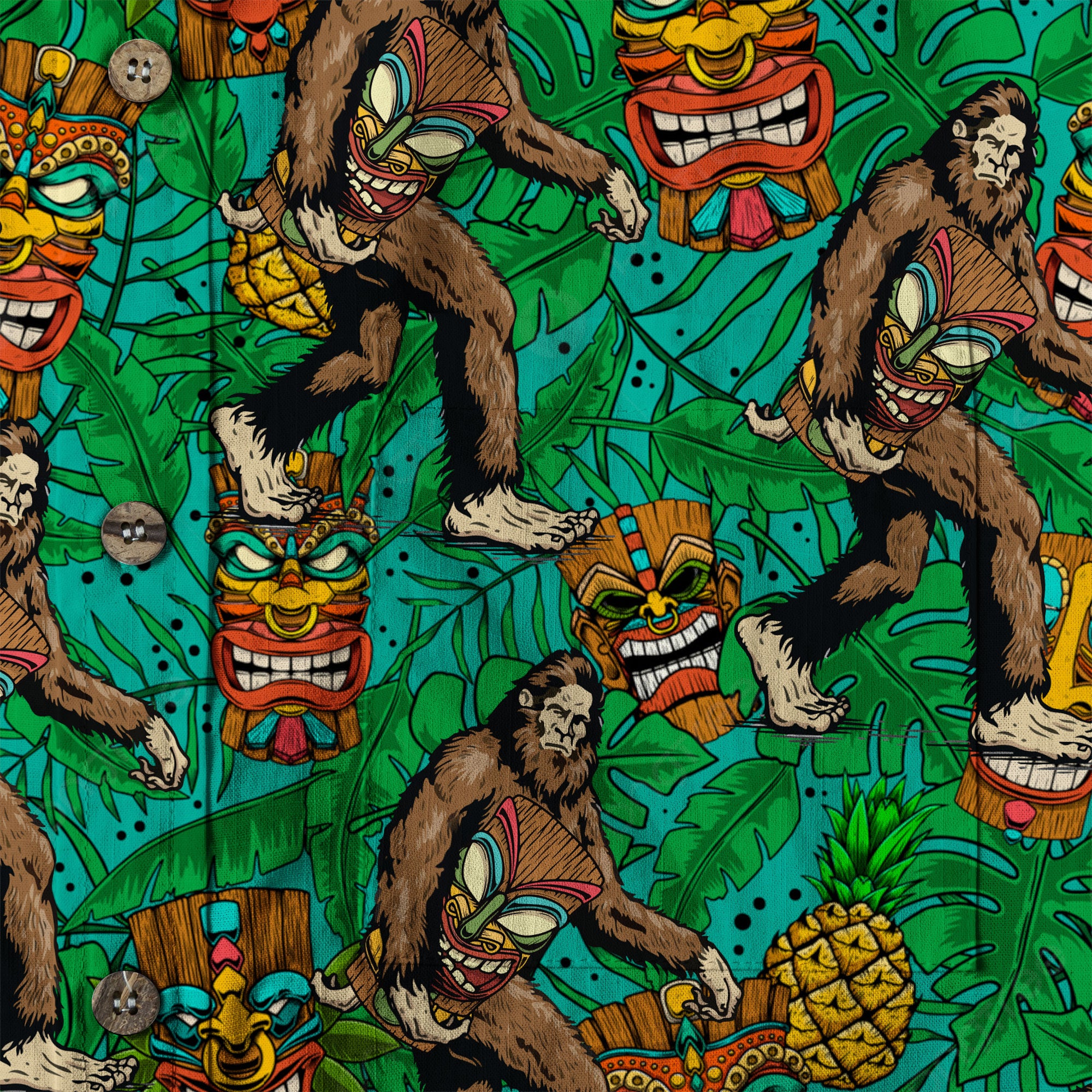 Tropical Bigfoot Hawaiian Shirt Men Women, Bigfoot Flamingo Hawaiian Shirt Summer Beach Aloha Short Sleeve Button Down - The Palmix