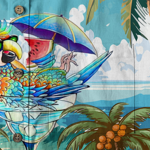 Parrot Cocktail Hawaiian Shirt for Men Women - Tropical Hawaiian Shirt - Summer Hawaiian Beach Shirt - The Palmix