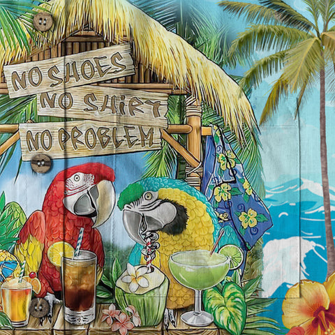 No Shoes No Shirt No Problem Parrot Hawaiian Shirt, Parrot Hawaiian Shirt, Parrot Summer Hawaiian Aloha Shirt - The Palmix