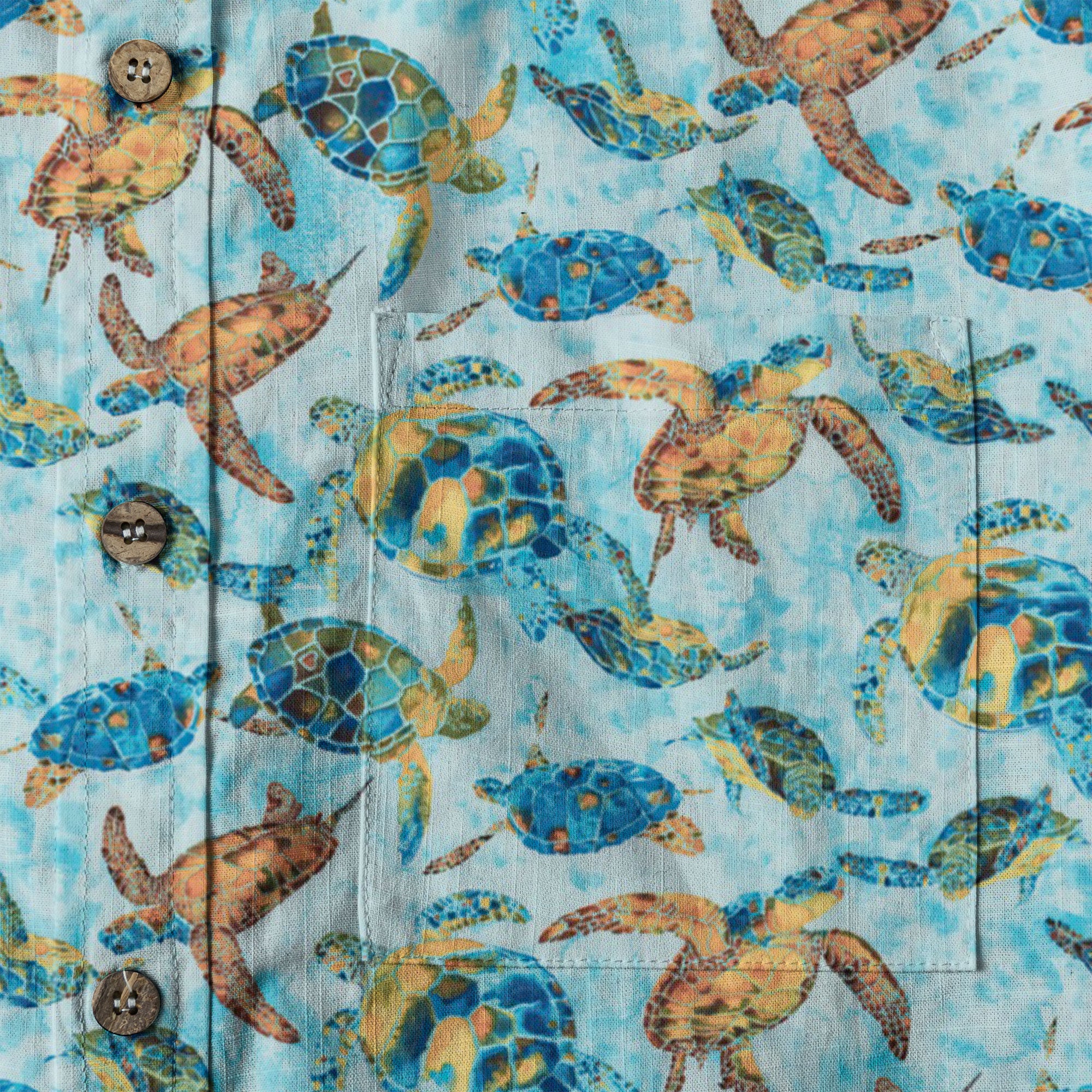 Turtle Floral Aloha Beach Shirt, Blue Ocean Turtle Hawaii Shirt - The Palmix
