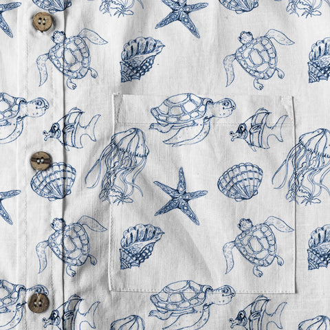 Sea Turtle Hawaiian Shirt, Aloha Summer Beach Button Up Shirt - The Palmix