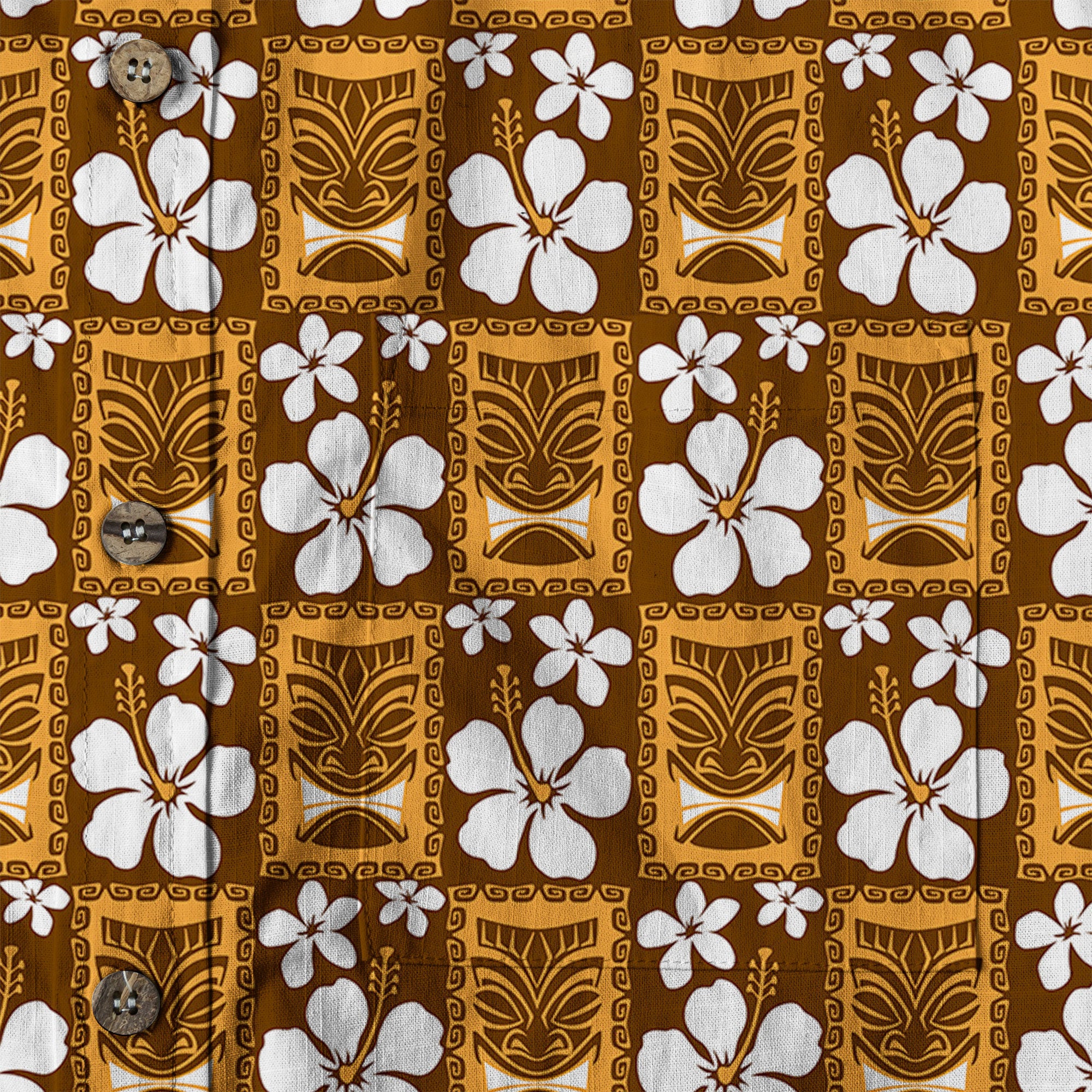 Tiki Mask Pattern Hawaiian Shirt, Tiki Floral Pattern Hawaii Shirt - The Palmix