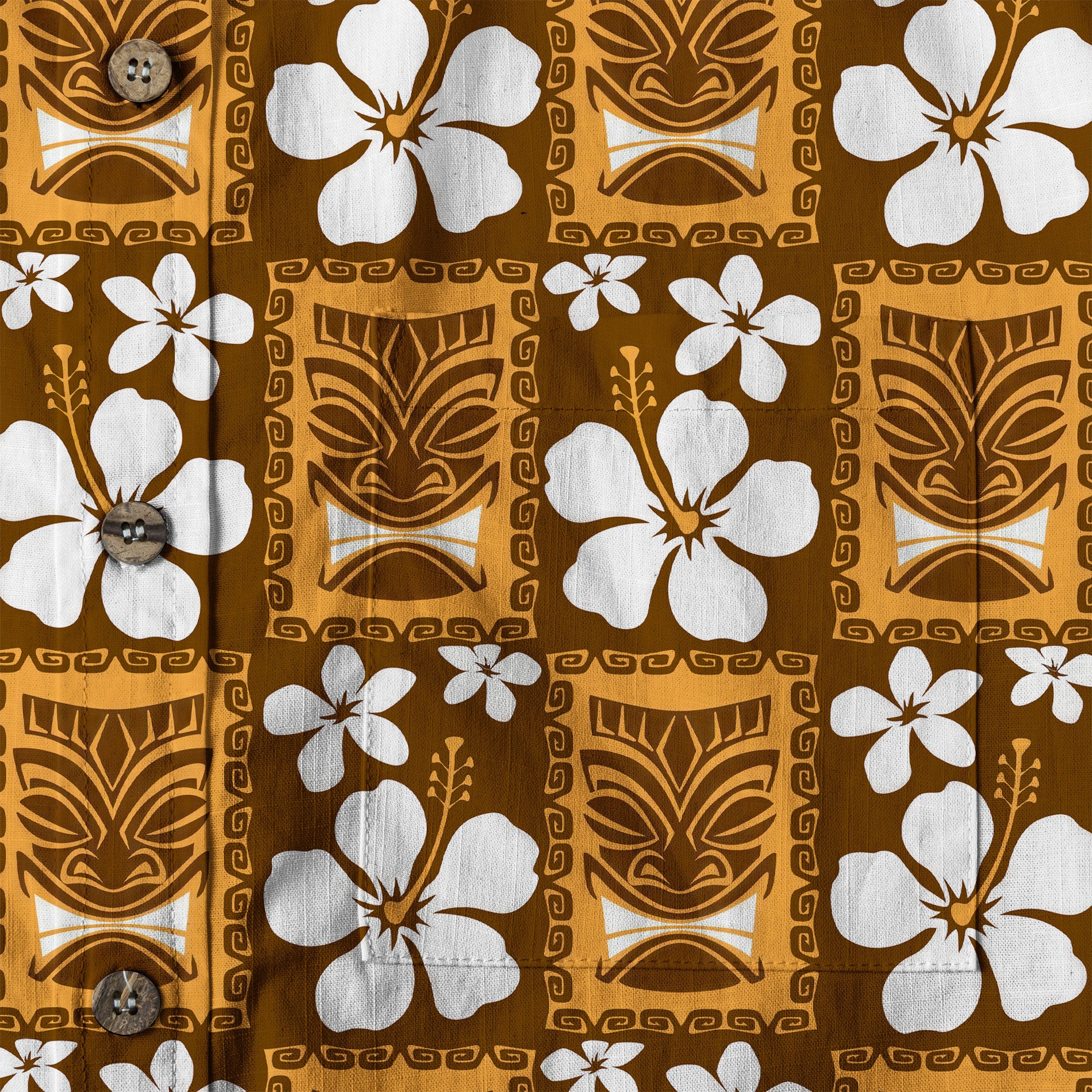 Tiki Mask Hawaiian Shirt for Men, Polynesian Hawaiian Button Down Aloha Shirt