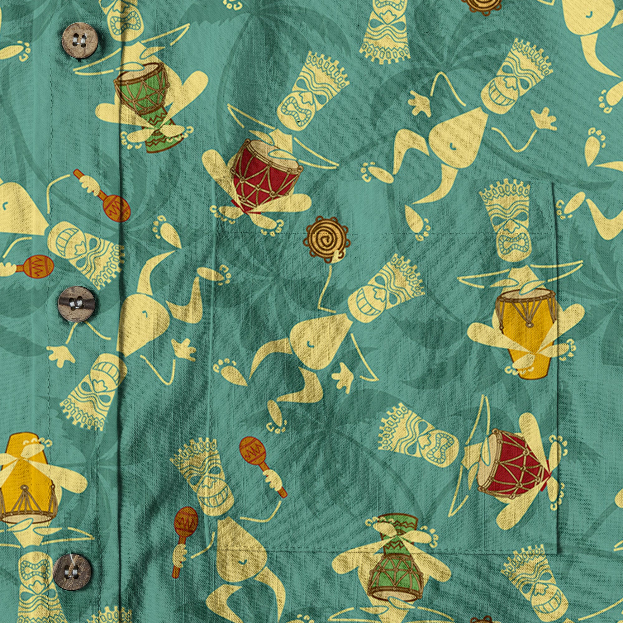 Tiki Mask Pattern Hawaiian Shirt, Tiki Floral Pattern Hawaii Shirt - The Palmix