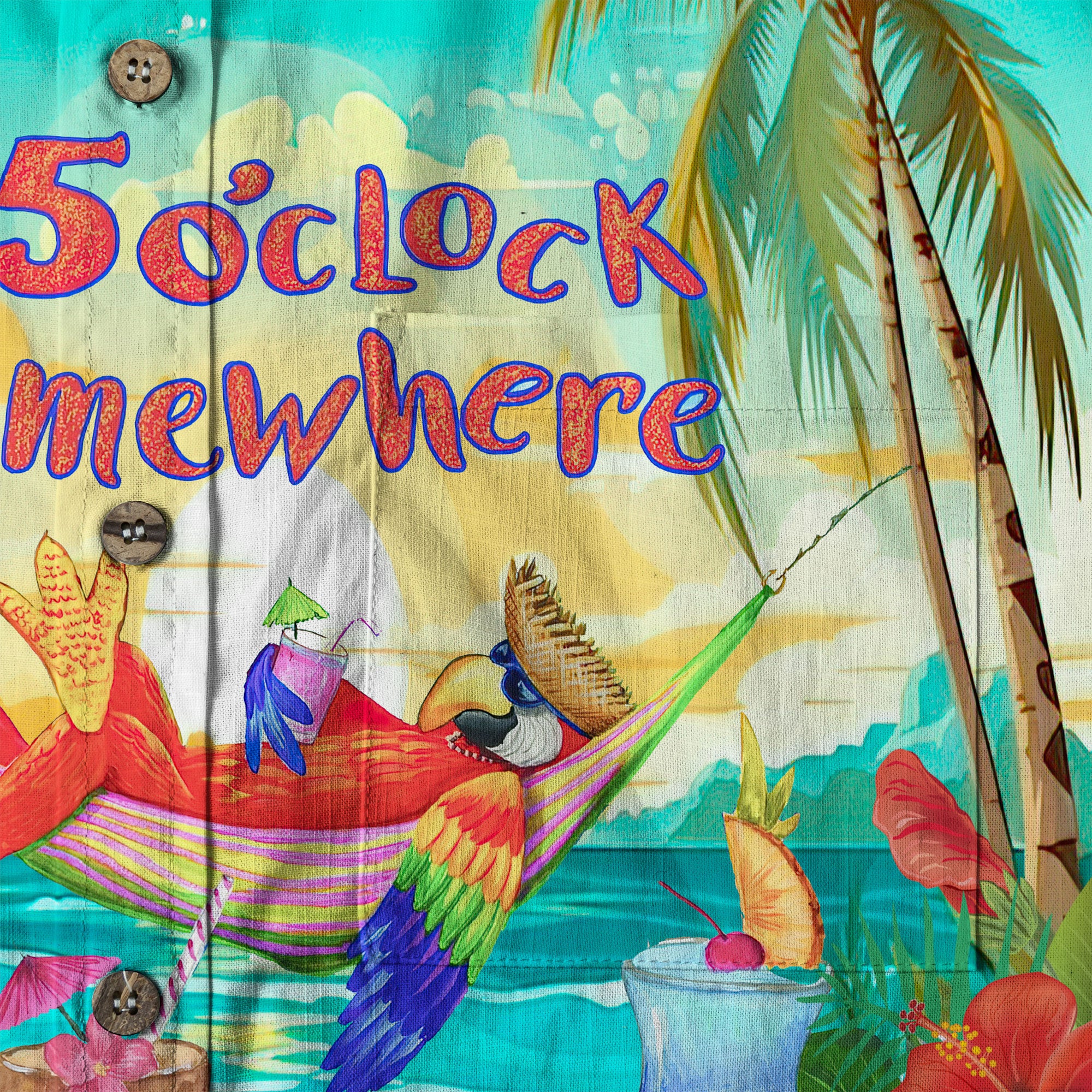 Parrot Beach Shirt Summer Hawaiian Shirt, Parrot It’s 5 O’clock Somewhere Hawaiian Shirt - The Palmix