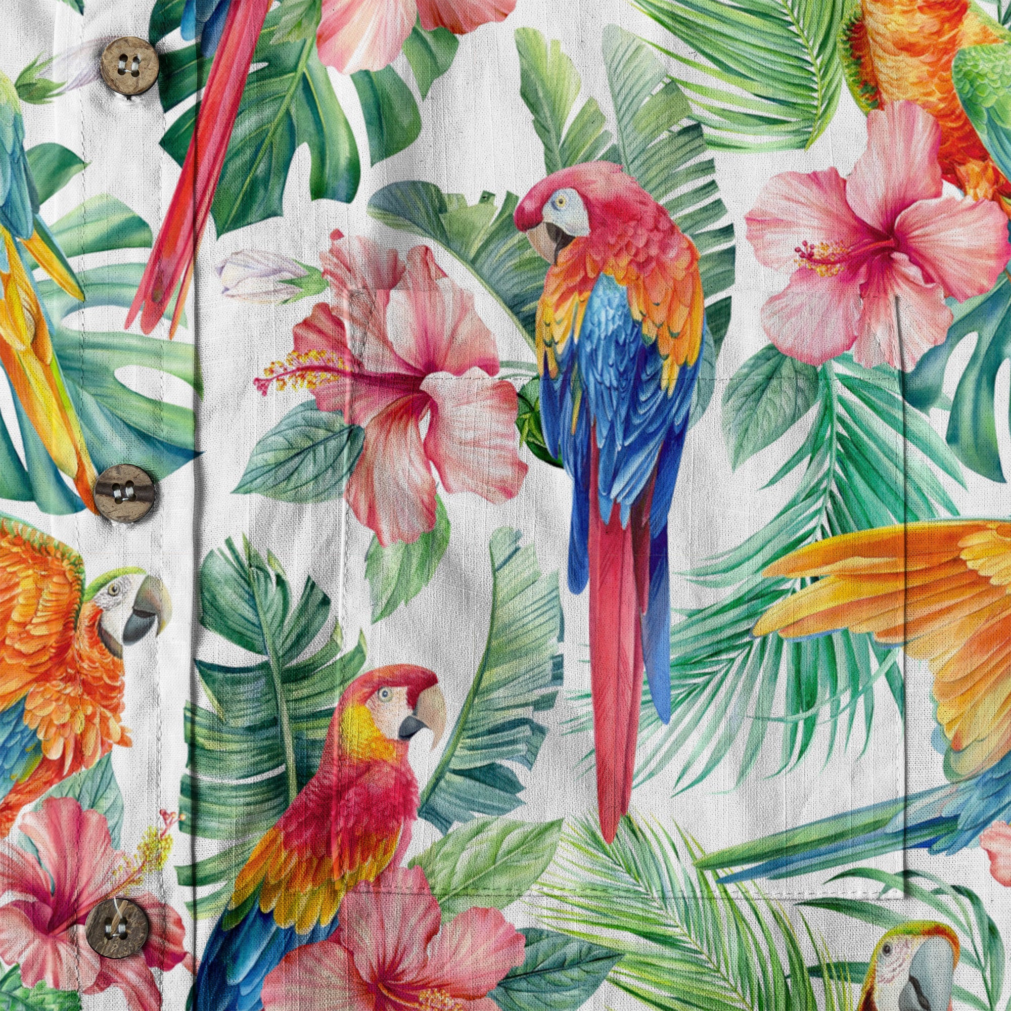 Floral Parrot Summer Beach Hawaiian Shirt, Colorful Parrot Flowers Pattern Hawaii Shirt - The Palmix