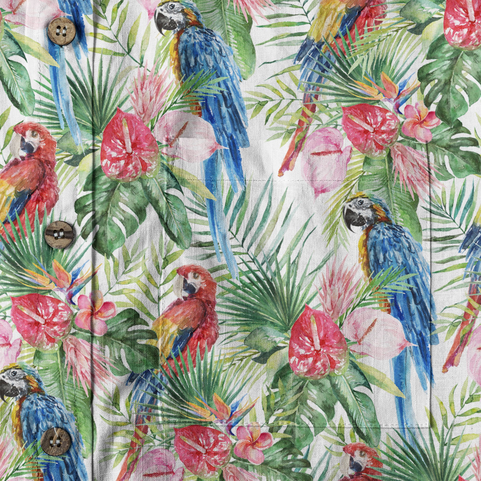 Tropical Parrot Summer Hawaiian Shirt, Colorful Parrot Flowers Pattern Hawaii Shirt - The Palmix