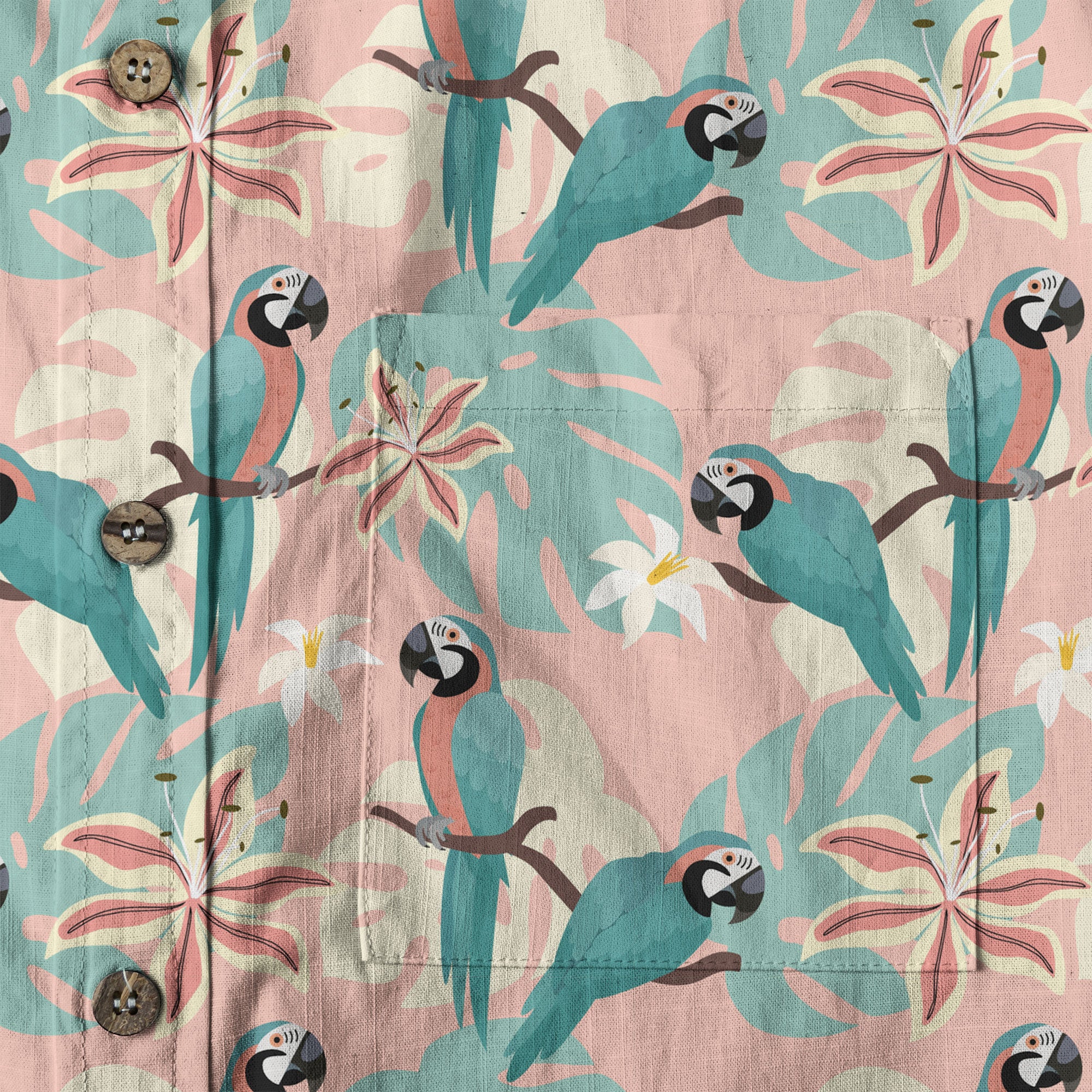 Tropical Parrot Summer Hawaiian Shirt, Colorful Parrot Flowers Pattern Hawaii Shirt - The Palmix