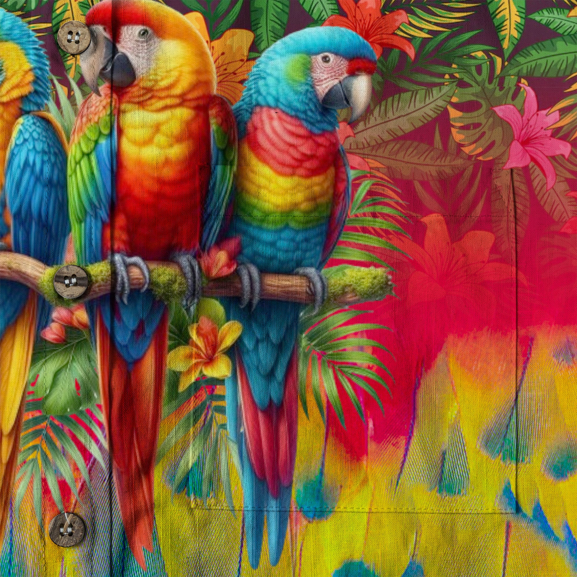 Colorful Parrot Hawaiian Shirt for Men, Parrot Funny Button Down Shirt - The Palmix
