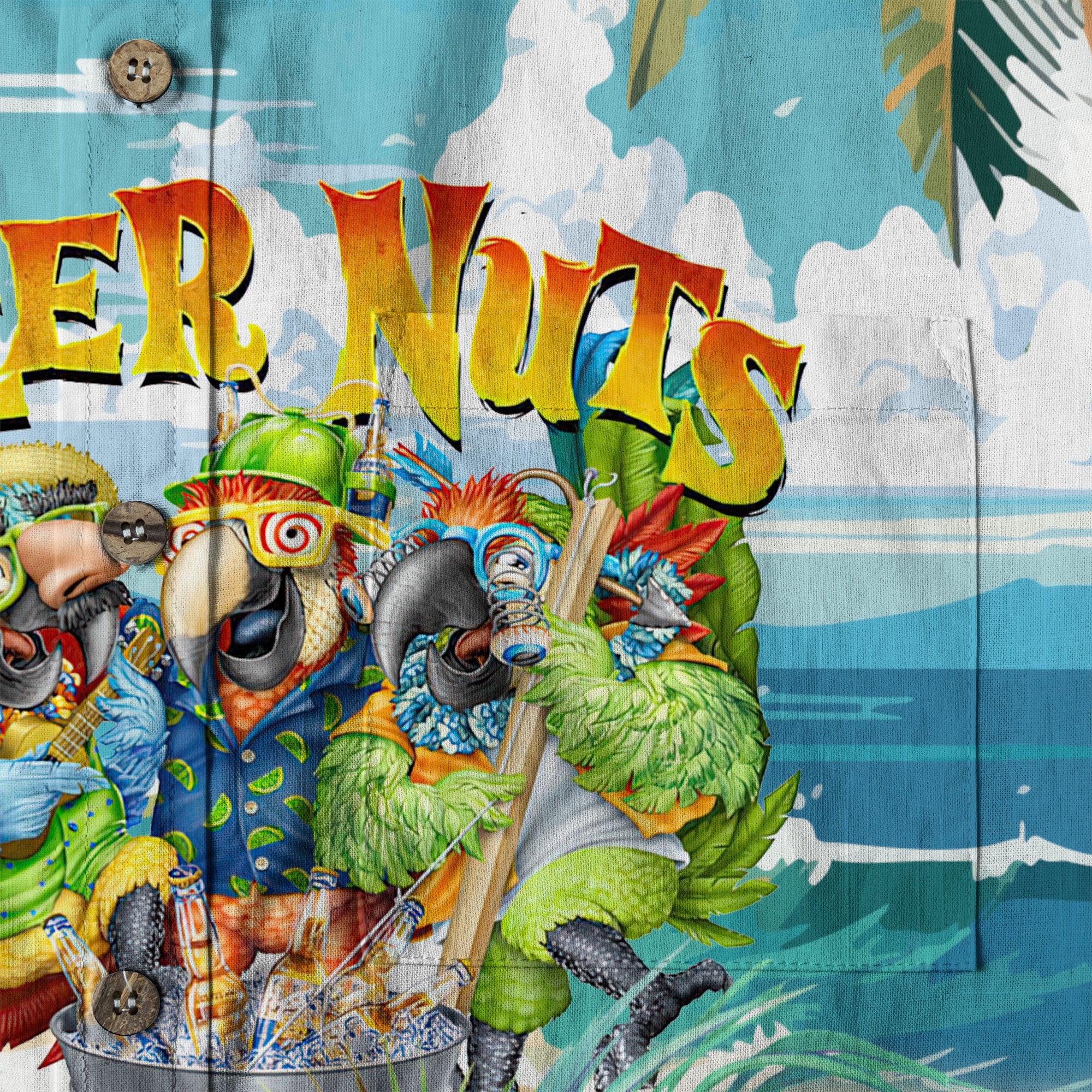 Beer Nuts Parrot Hawaiian Shirt for Men, Parrot Aloha Button Down Shirt - The Palmix