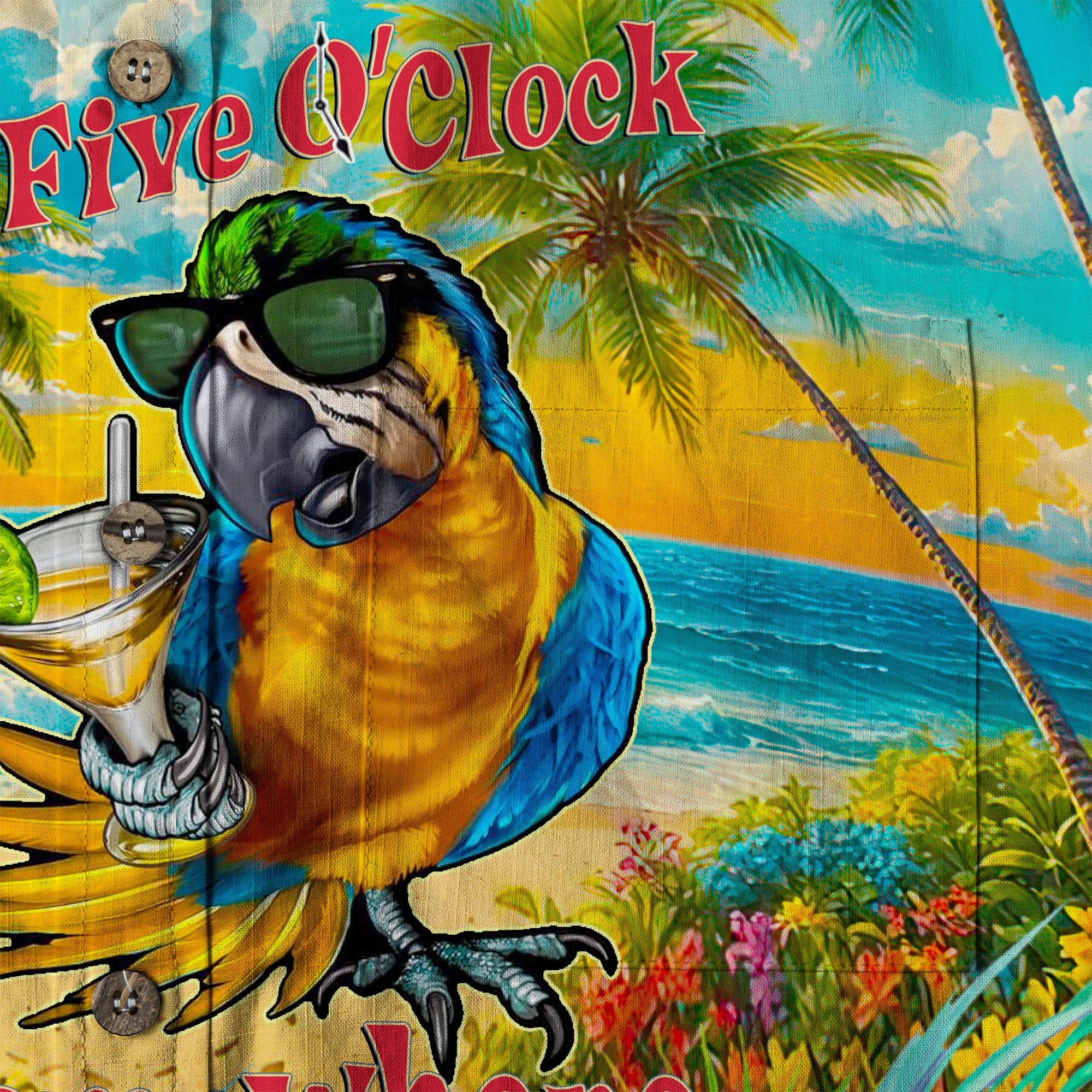 It's 5 O'clock Somewhere Parrot Hawaiian Shirt for Men, Parrot Aloha Shirt - The Palmix