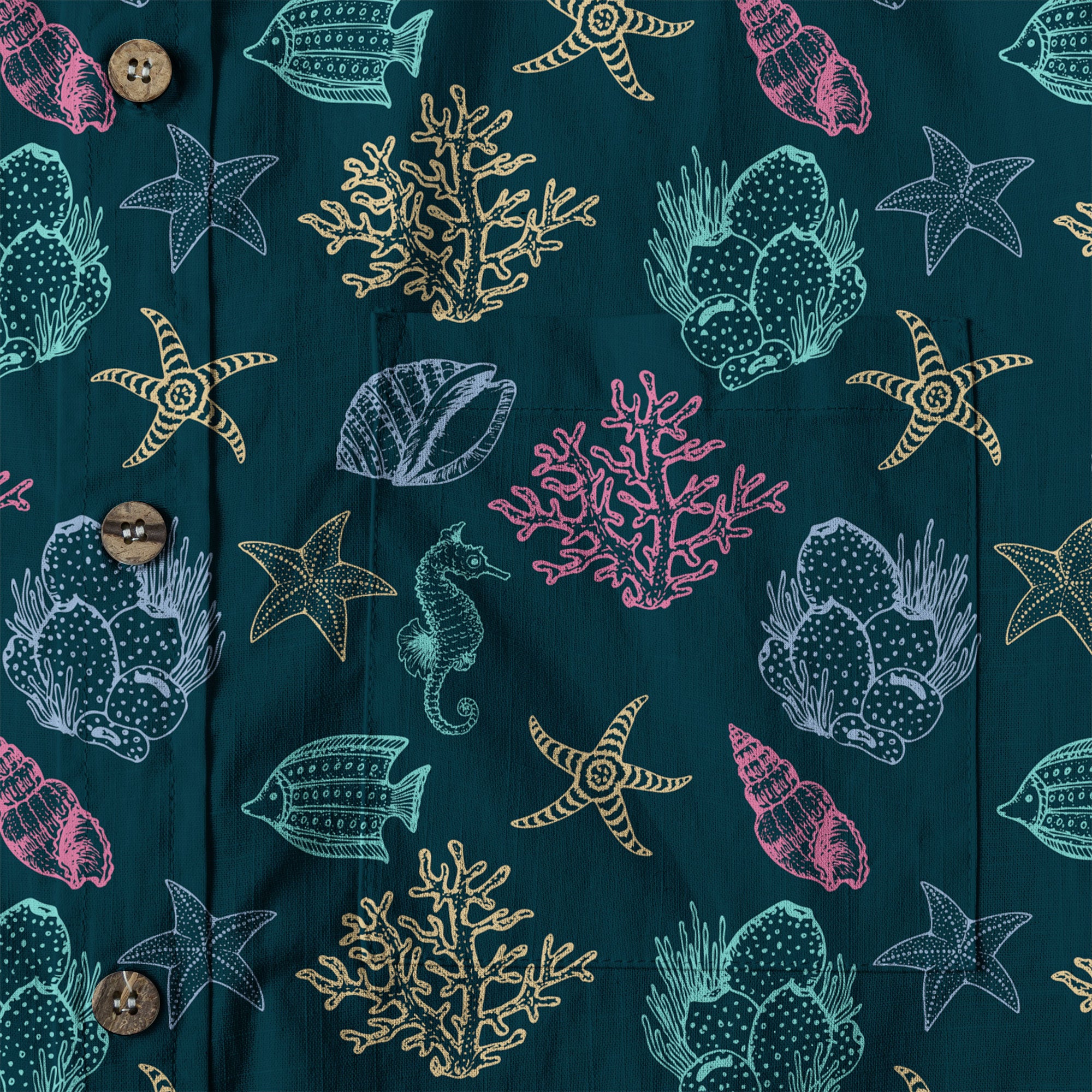 Vintage Ocean Print Hawaiian Shirts for Men Women, Sea Animal Aloha Summer Beach Shirt - The Palmix