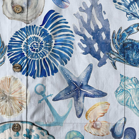 Vintage Ocean Print Hawaiian Shirts for Men Women, Sea Animal Aloha Summer Beach Shirt - The Palmix