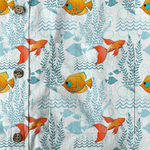 Sea Ocean Animals Women's Hawaiian Shirt, Ocean Fish Print - The Palmix