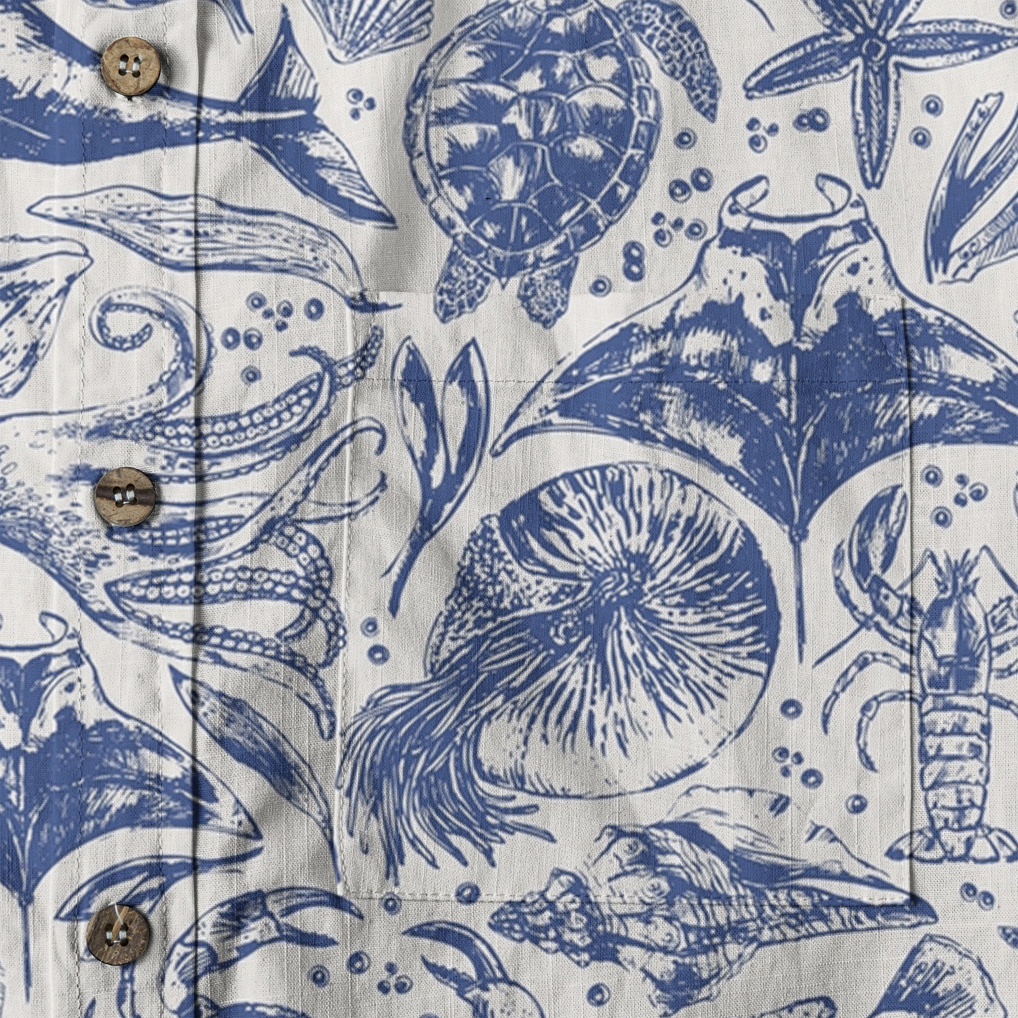 Ocean Animals Women's Hawaiian Shirt, Ocean Aloha Hawaiian Print - The Palmix