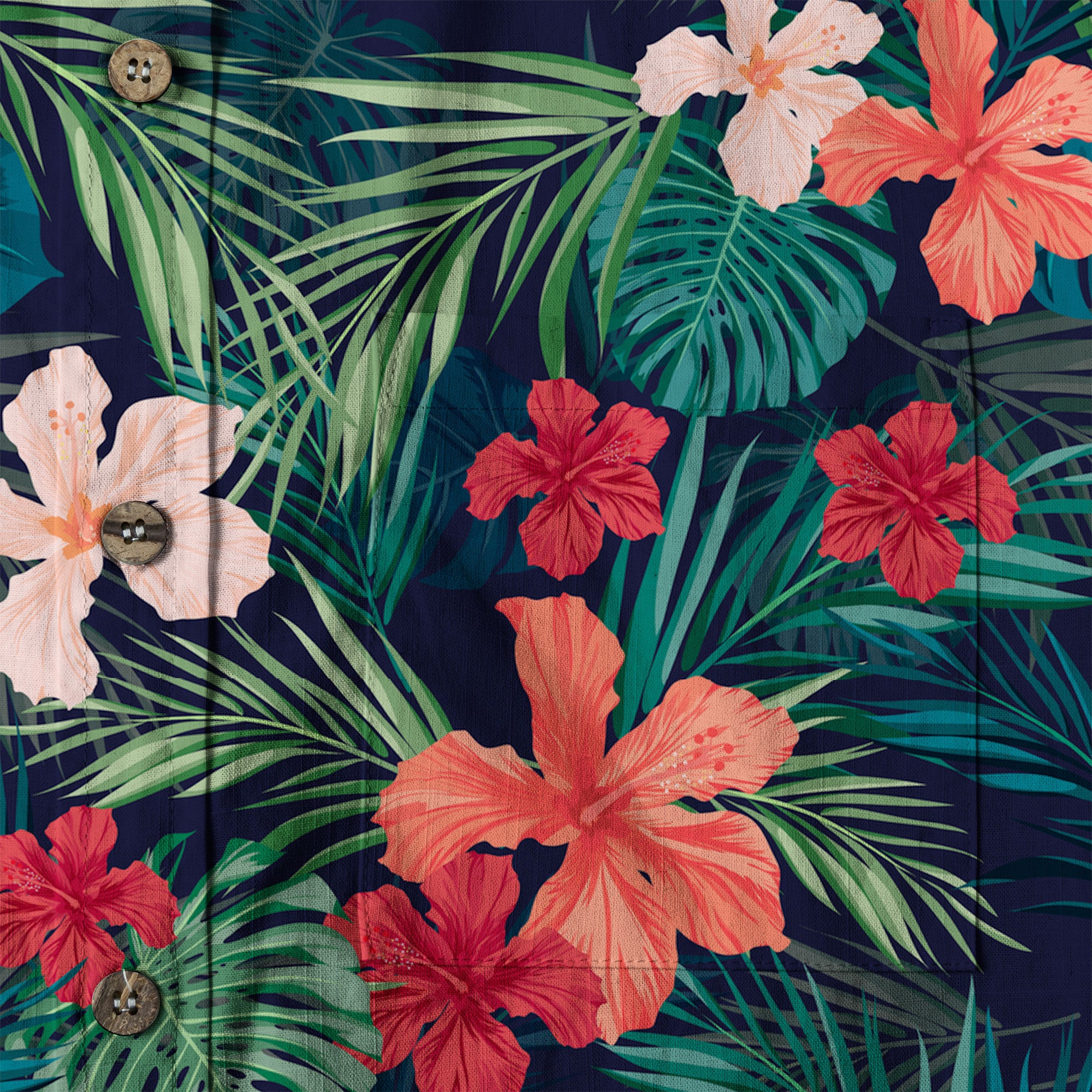 Floral Pattern Hawaii Shirt, Hibiscus Flower Shirt - The Palmix
