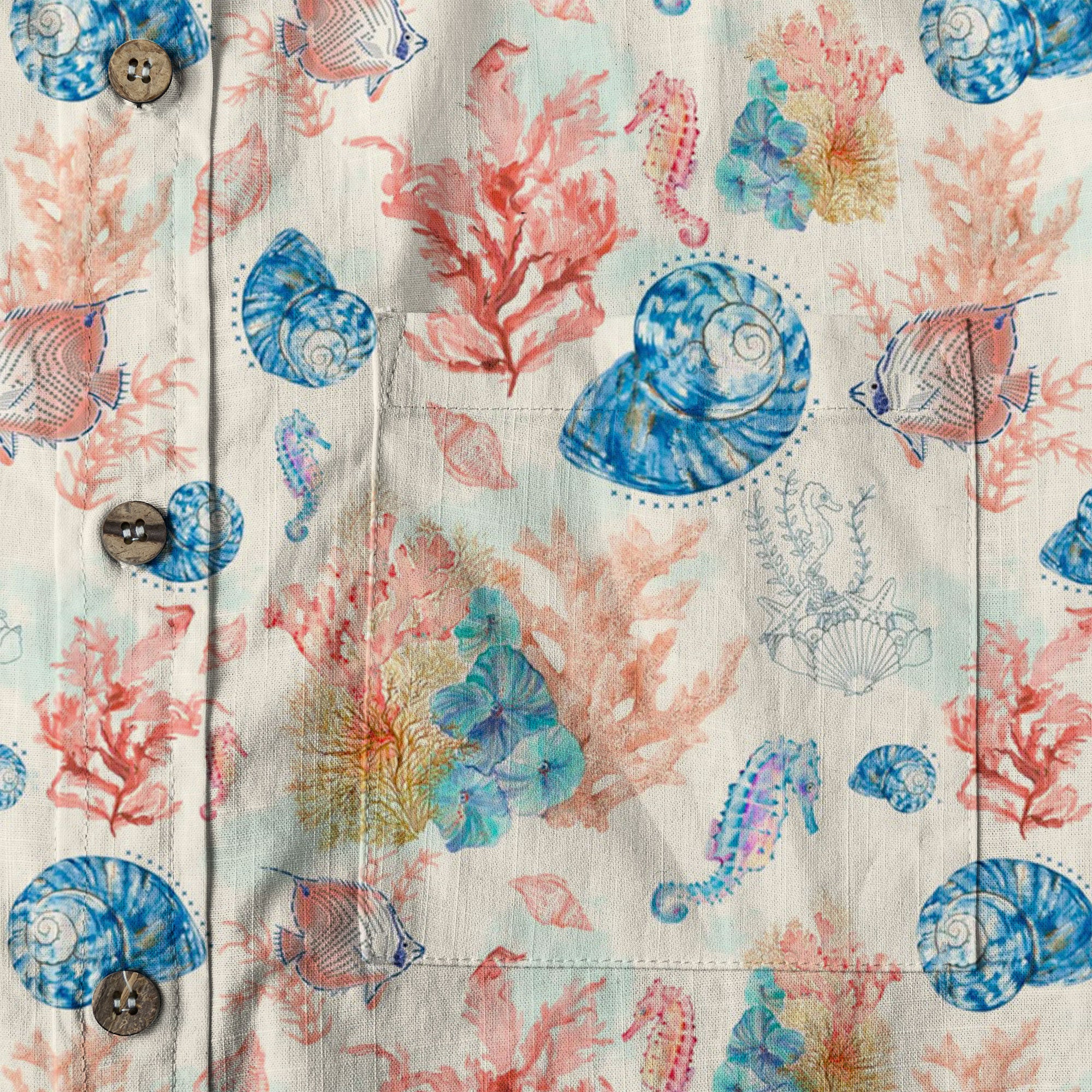 Ocean Animals Hawaiian Button Up Shirt, Sea Hawaii Shirt - The Palmix