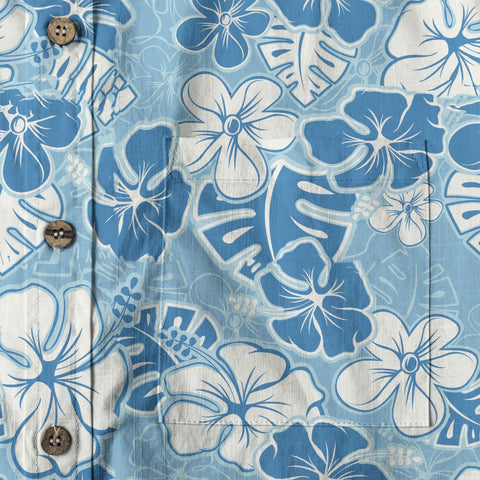 Hibiscus Floral Pattern Hawaiian Button Up Shirt, Sea Hawaii Shirt - The Palmix