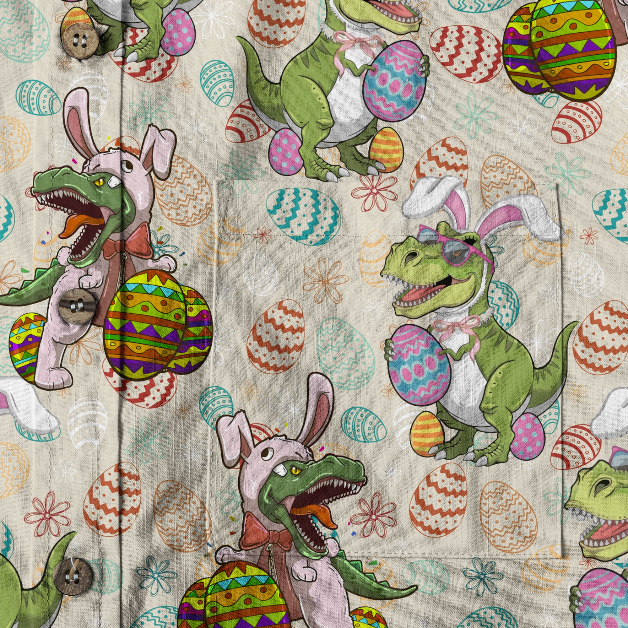 Easter Dinosaur Hawaiian Shirt Men Women Kid Youth, Bunny Dinosaur And Easter Eggs Shirt - The Palmix