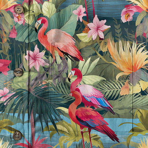 Flamingo Classic Aloha Hibiscus Hawaiian Shirt, Luau Party Outfit, Vacation Beachwear - The Palmix