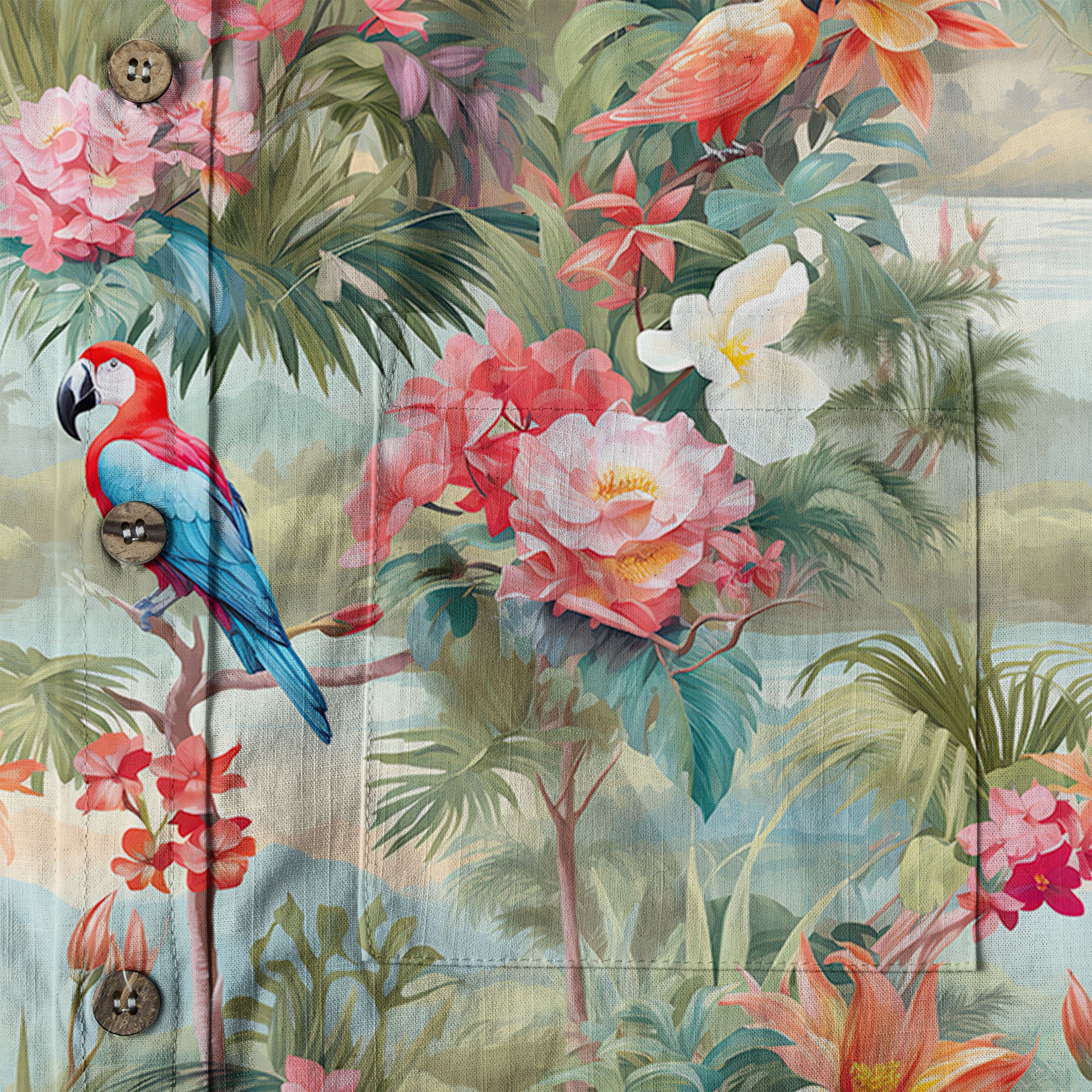 Retro Parrot Tropical Getaway Hibiscus Shirt, Hawaiian Vacation Outfit Aloha Hawaii Shirt - The Palmix