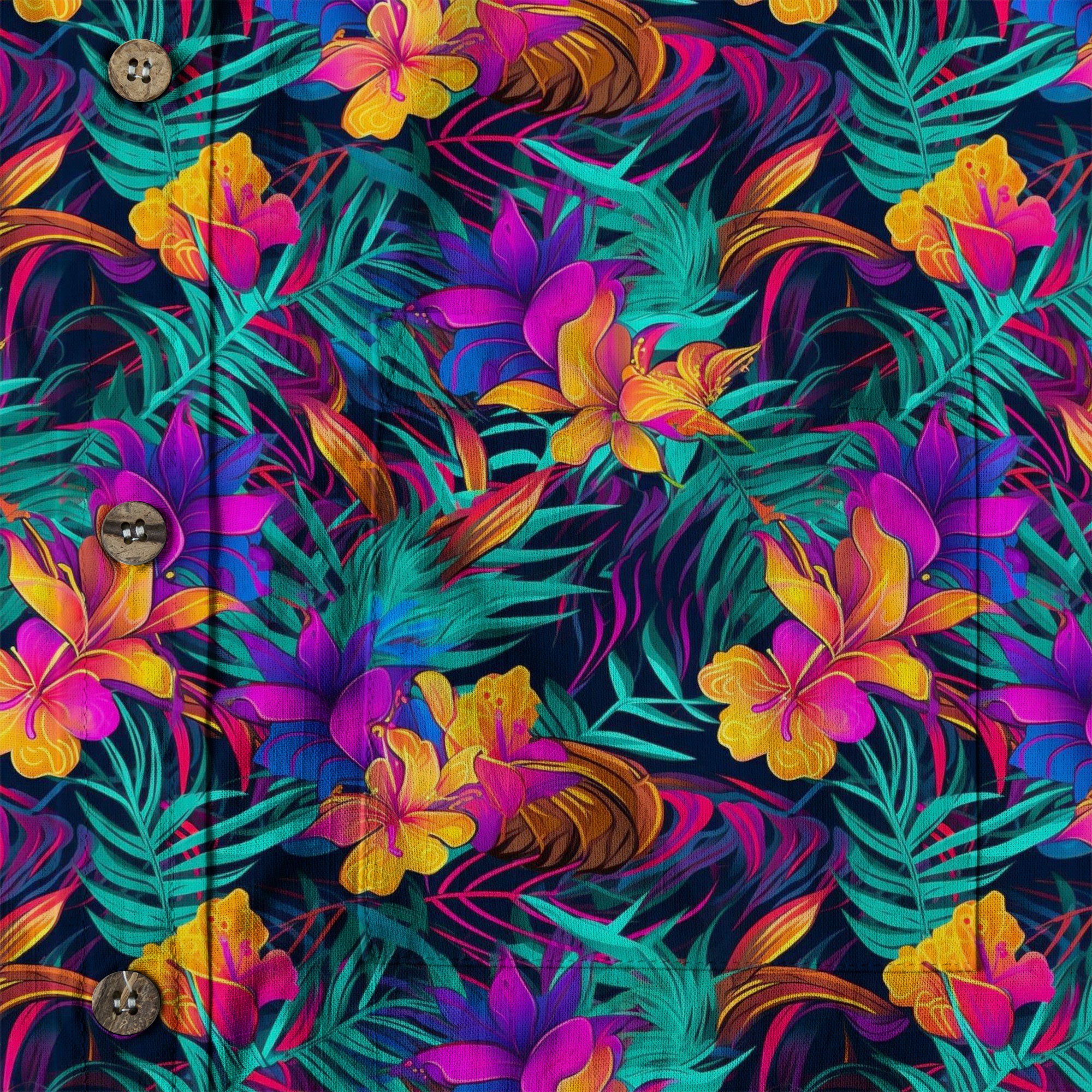 Vibrant Electric Tropical Hawaiian Shirt – Aloha Beach Pattern - The Palmix