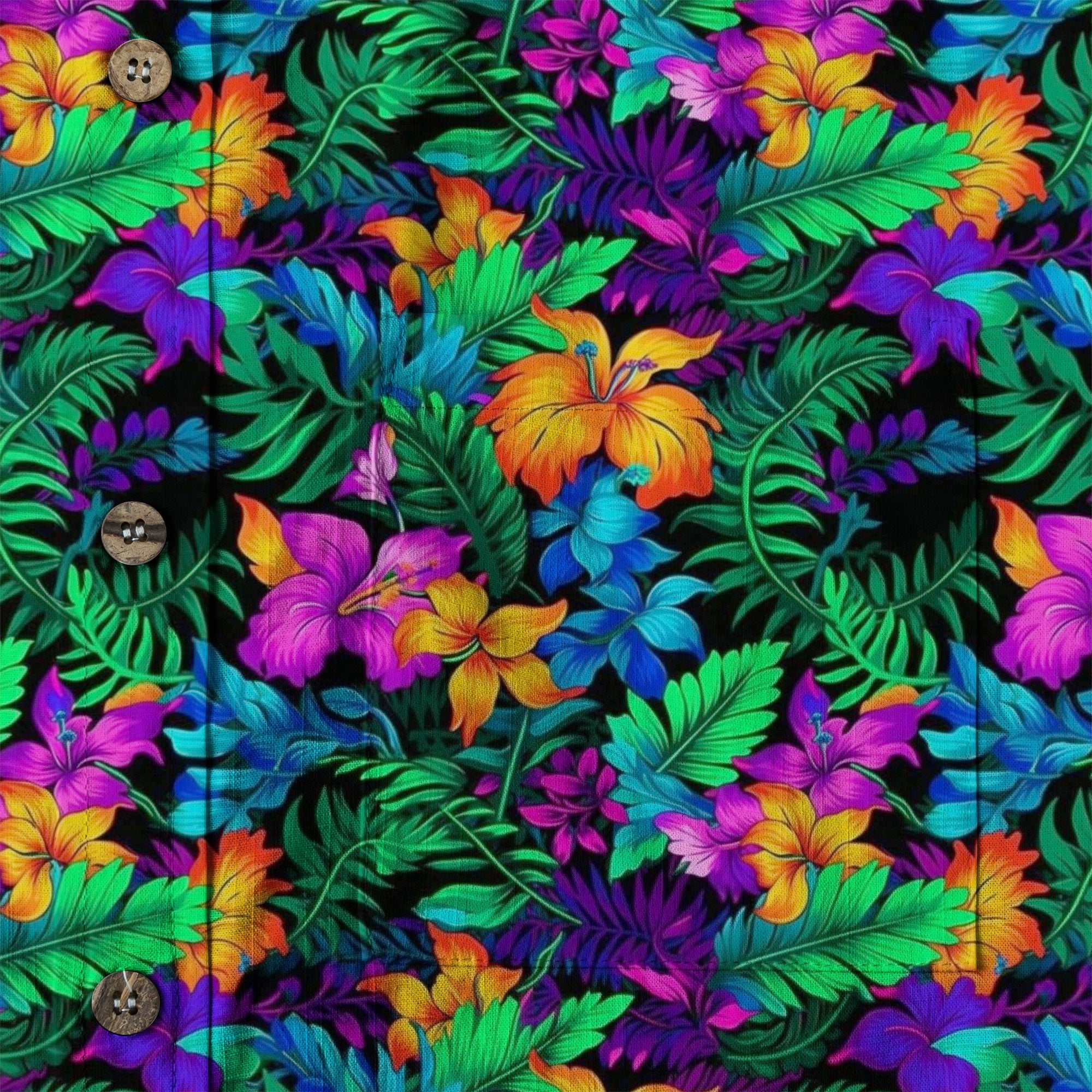 Tropical Sunset Surf & Palm Hawaiian Shirt – Vibrant Island Look – Electric Beach Pattern Aloha Hawaii Shirt - The Palmix