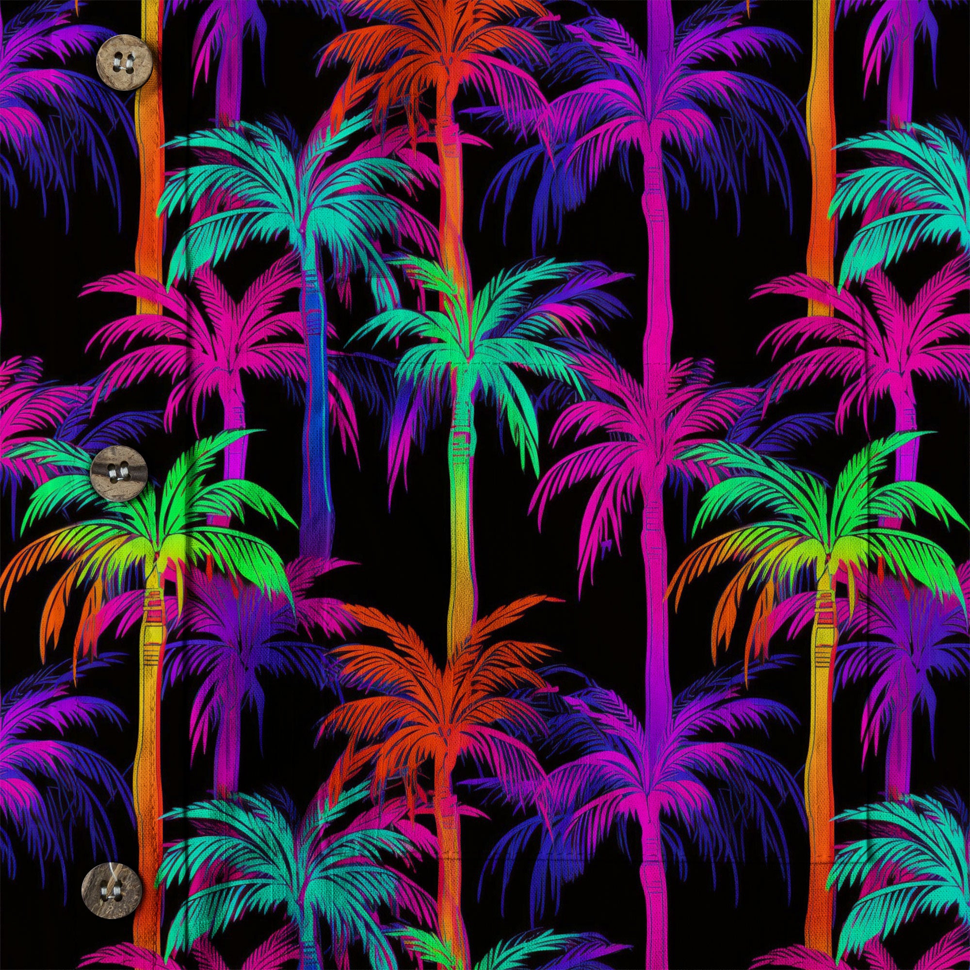 Tropical Sunset Surf & Palm Hawaiian Shirt – Vibrant Island Look – Electric Beach Pattern Aloha Hawaii Shirt - The Palmix