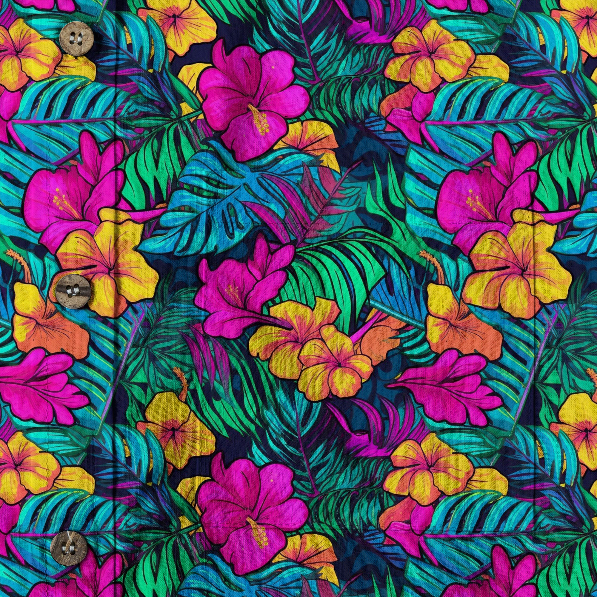Electric Jungle Paradise Hawaiian Shirt, Colorful Tropical Beach Aloha Shirt - The Palmix