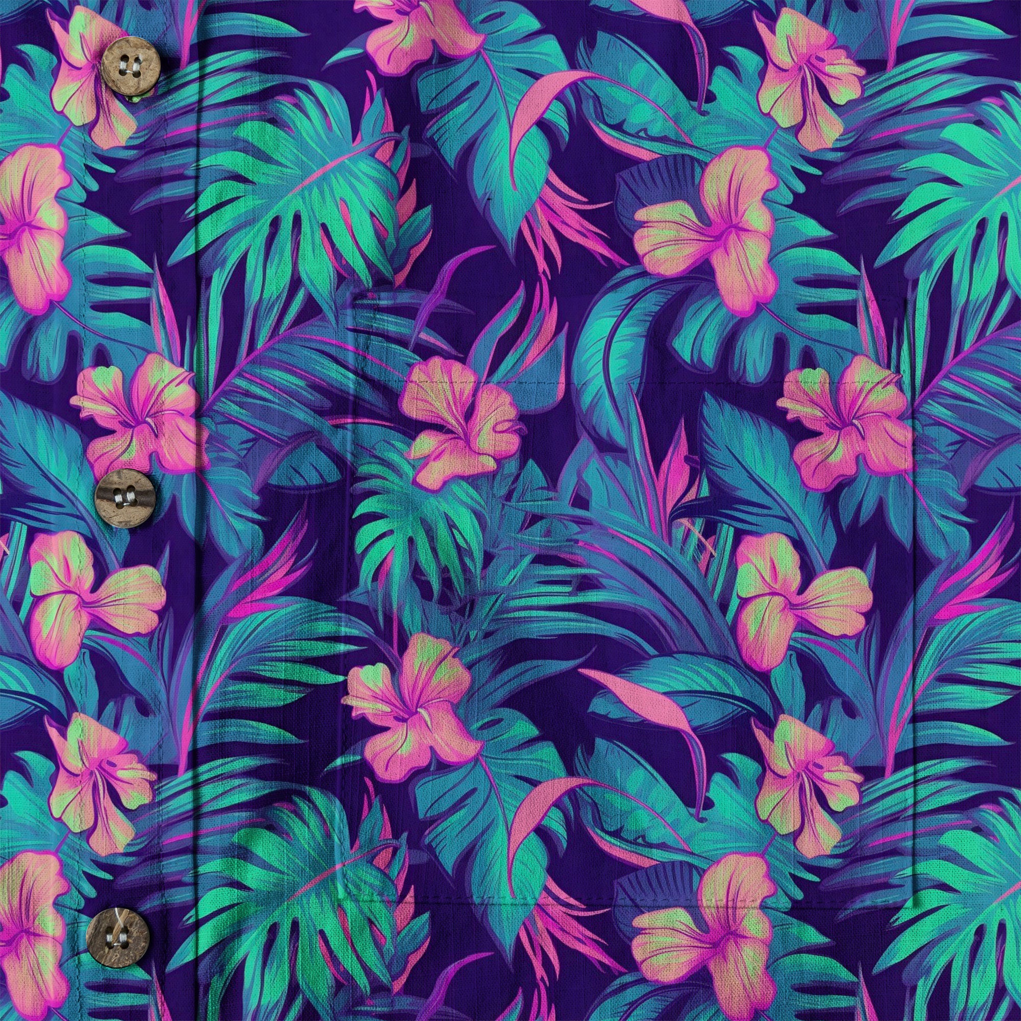 Electric Jungle Paradise Hawaiian Shirt, Colorful Tropical Beach Aloha Shirt, Hawaiian Summer Vibes Hawaiian Shirt - The Palmix