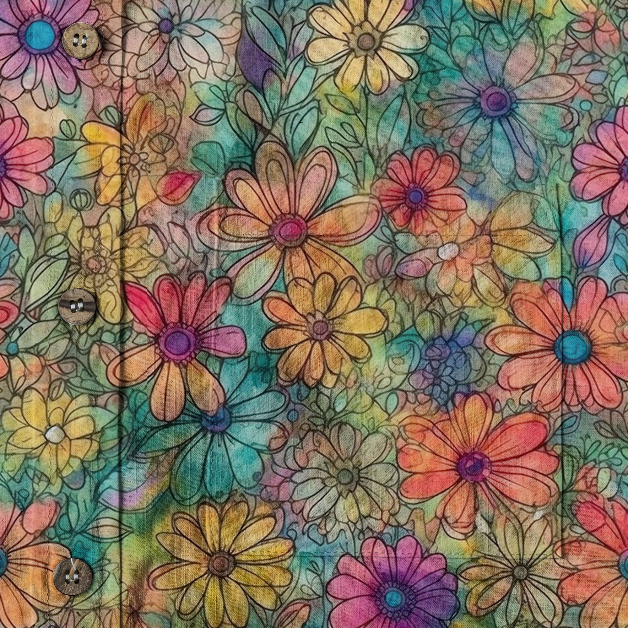 Colorful Hippie Flowers Patterns Hawaii Shirt, Groovy Floral Pattern Hawaiian Shirt for Men Women - The Palmix