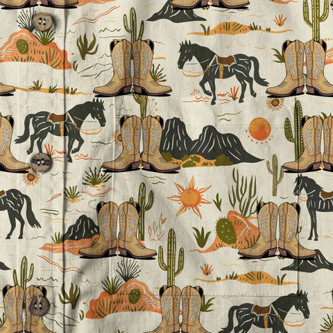 Western Hawaiian Shirt Boots on the Ground Hawaiian Cowboy Cowgirl Shirt - The Palmix