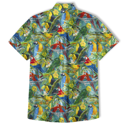 Parrot Lovers Hawaiian Shirts for Men - Tropical Summer Button Down Mens Hawaiian Shirts - The Palmix