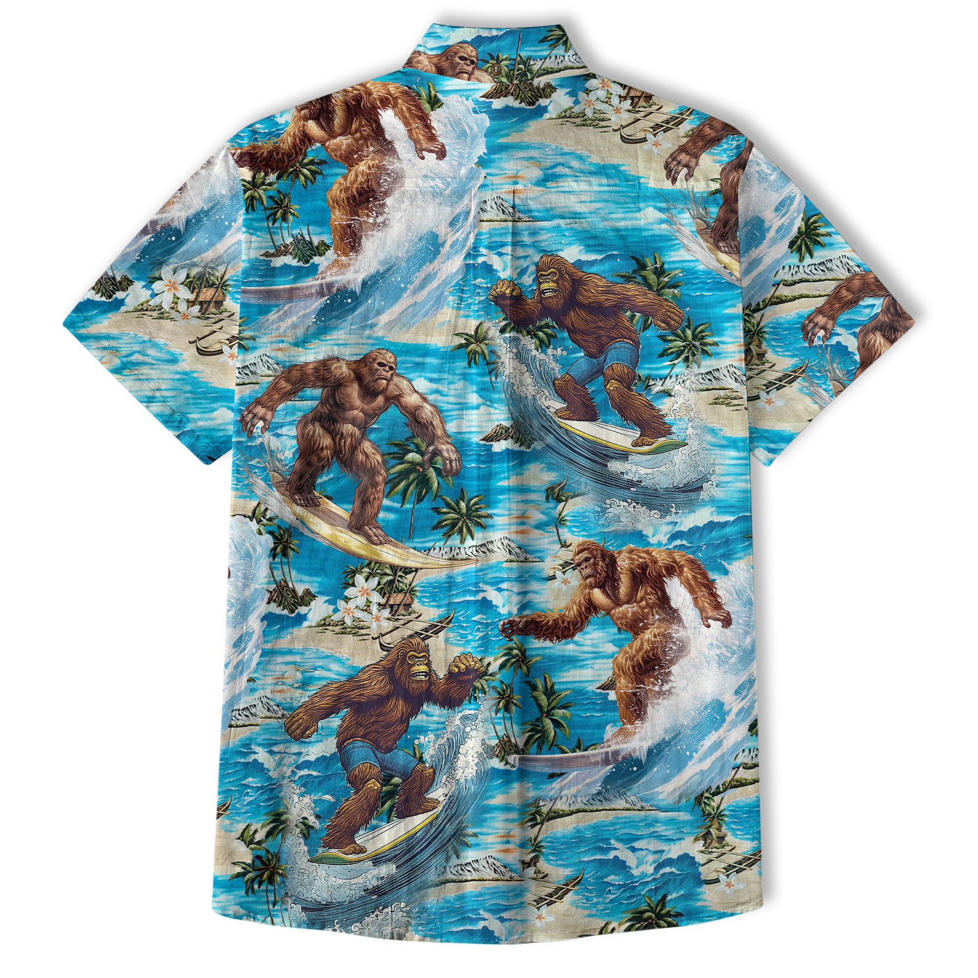 Bigfoot Men's Aloha Hawaiian Shirt, Funny Sasquatch Unisex Short Sleeve Button Shirt - The Palmix