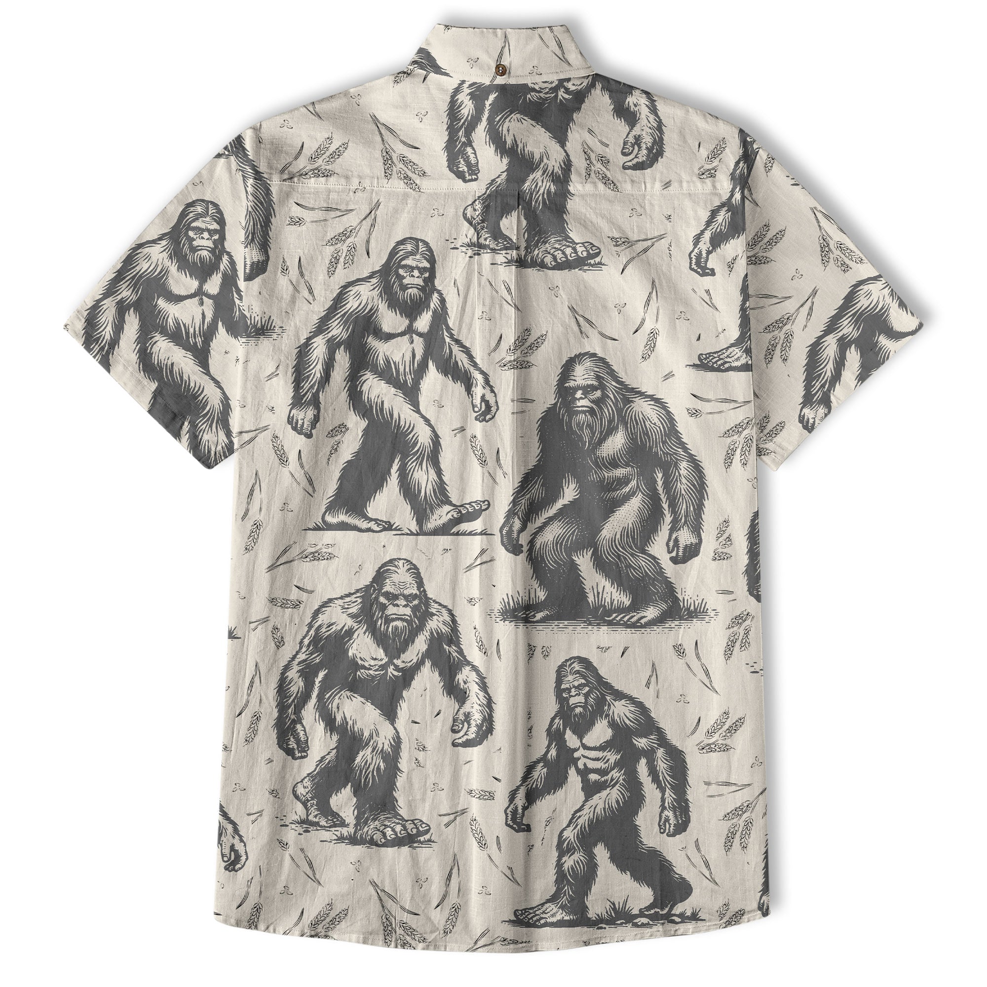 Bigfoot Men's Aloha Hawaiian Shirt, Funny Sasquatch Unisex Short Sleeve Button Shirt - The Palmix