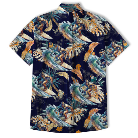 Camo Bigfoot Hawaiian Shirt Men Women, Hibiscus Bigfoot Sasquatch Hawaiian Shirt, Bigfoot Summer Beach Aloha Short Sleeve Button Down - The Palmix