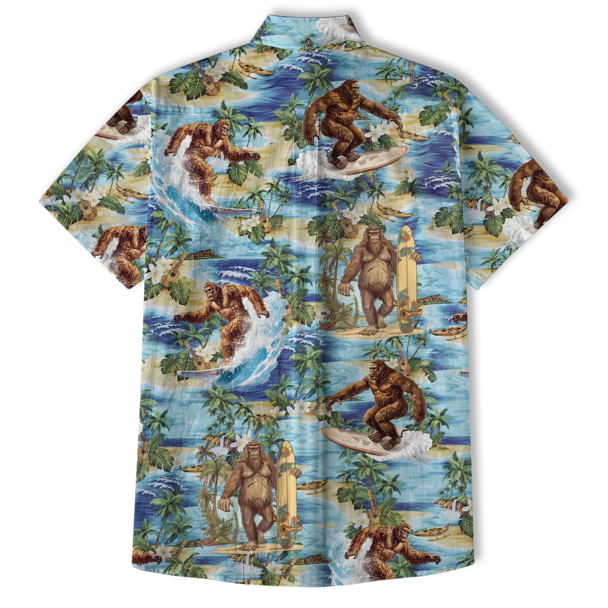 Bigfoot Tropical Hawaiian Shirt, Bigfoot Button-Up Shirt, Sasquatch Bigfoot Shirt, Summer Beach Shirt - The Palmix