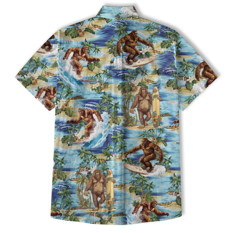 Bigfoot Tropical Hawaiian Shirt, Bigfoot Button-Up Shirt, Sasquatch Bigfoot Shirt, Summer Beach Shirt - The Palmix