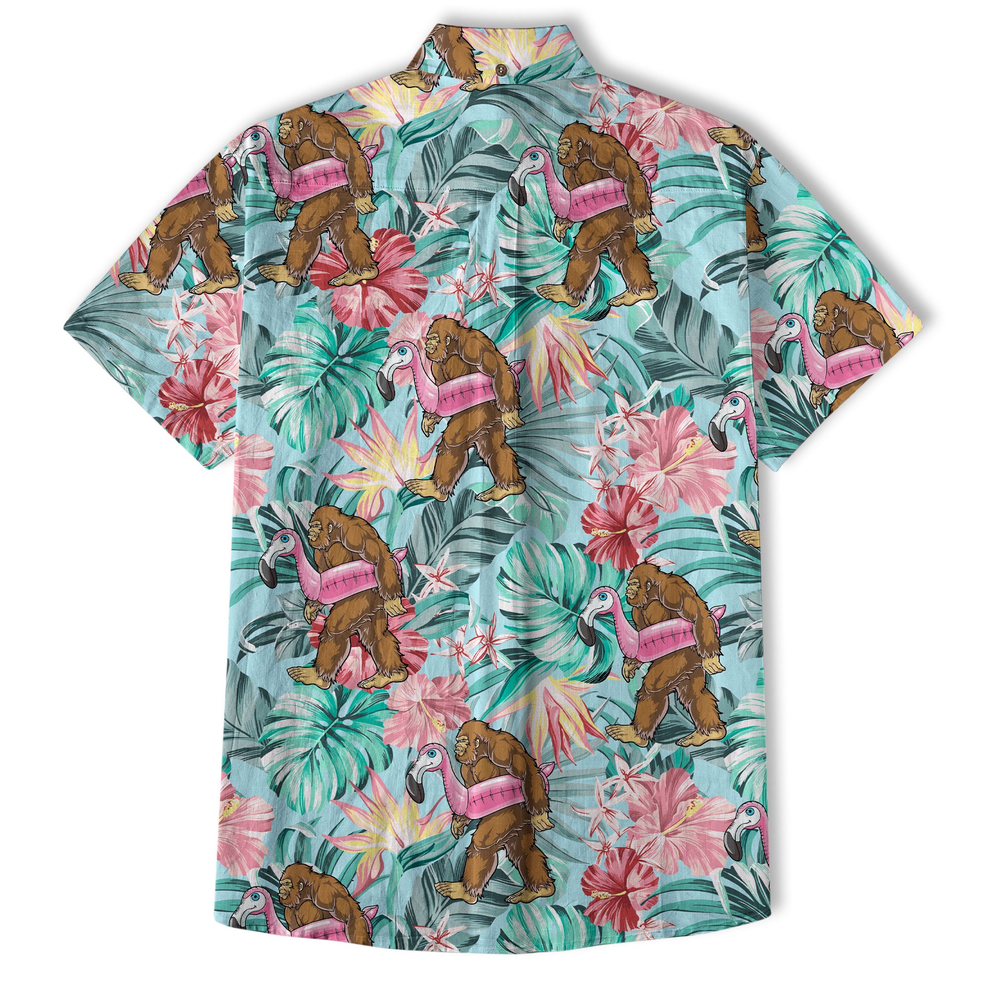 Bigfoot Tropical Hawaiian Shirt, Bigfoot Button-Up Shirt, Sasquatch Bigfoot Shirt, Summer Beach Shirt - The Palmix