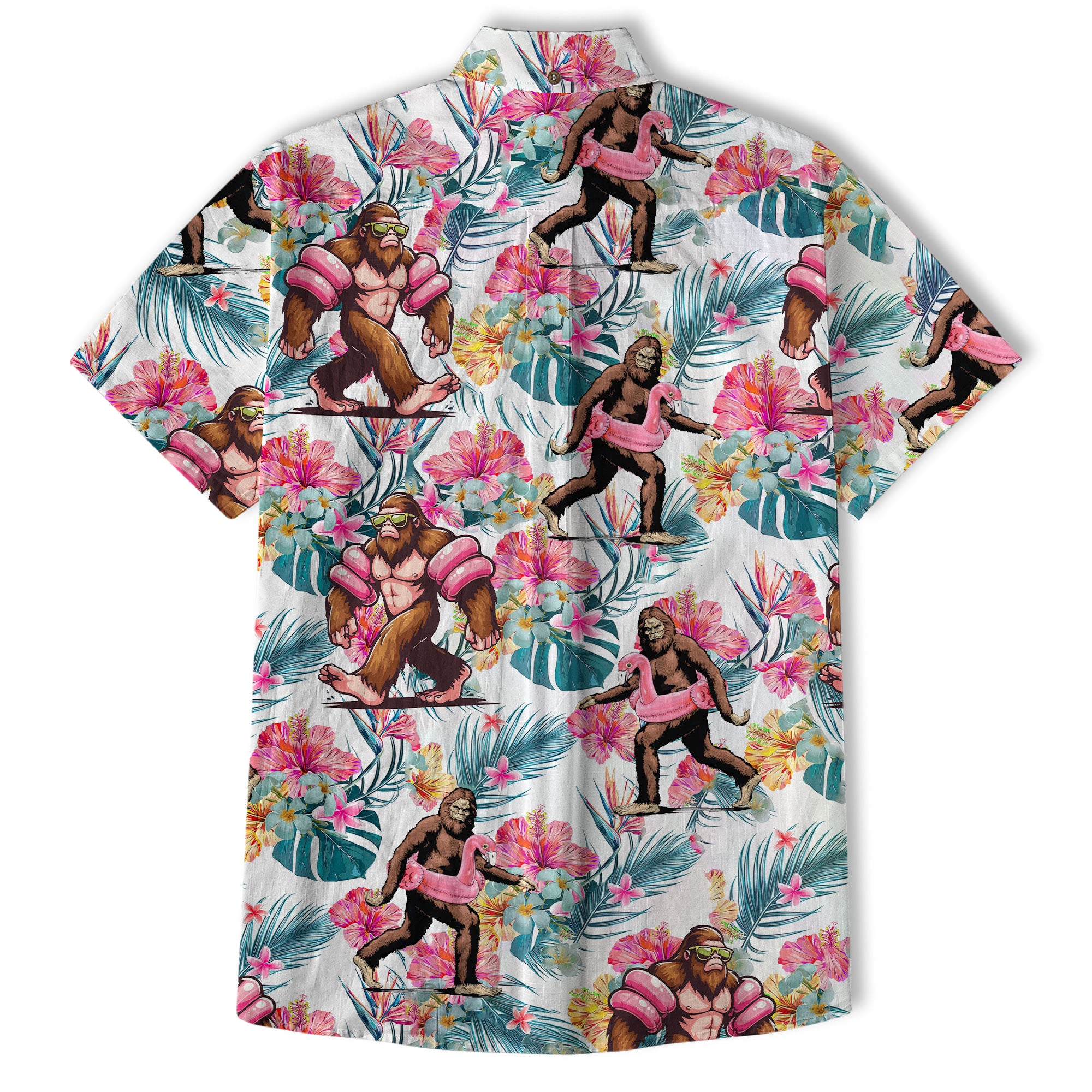 Bigfoot Tropical Hawaiian Shirt, Bigfoot Button-Up Shirt, Sasquatch Bigfoot Shirt, Summer Beach Shirt - The Palmix