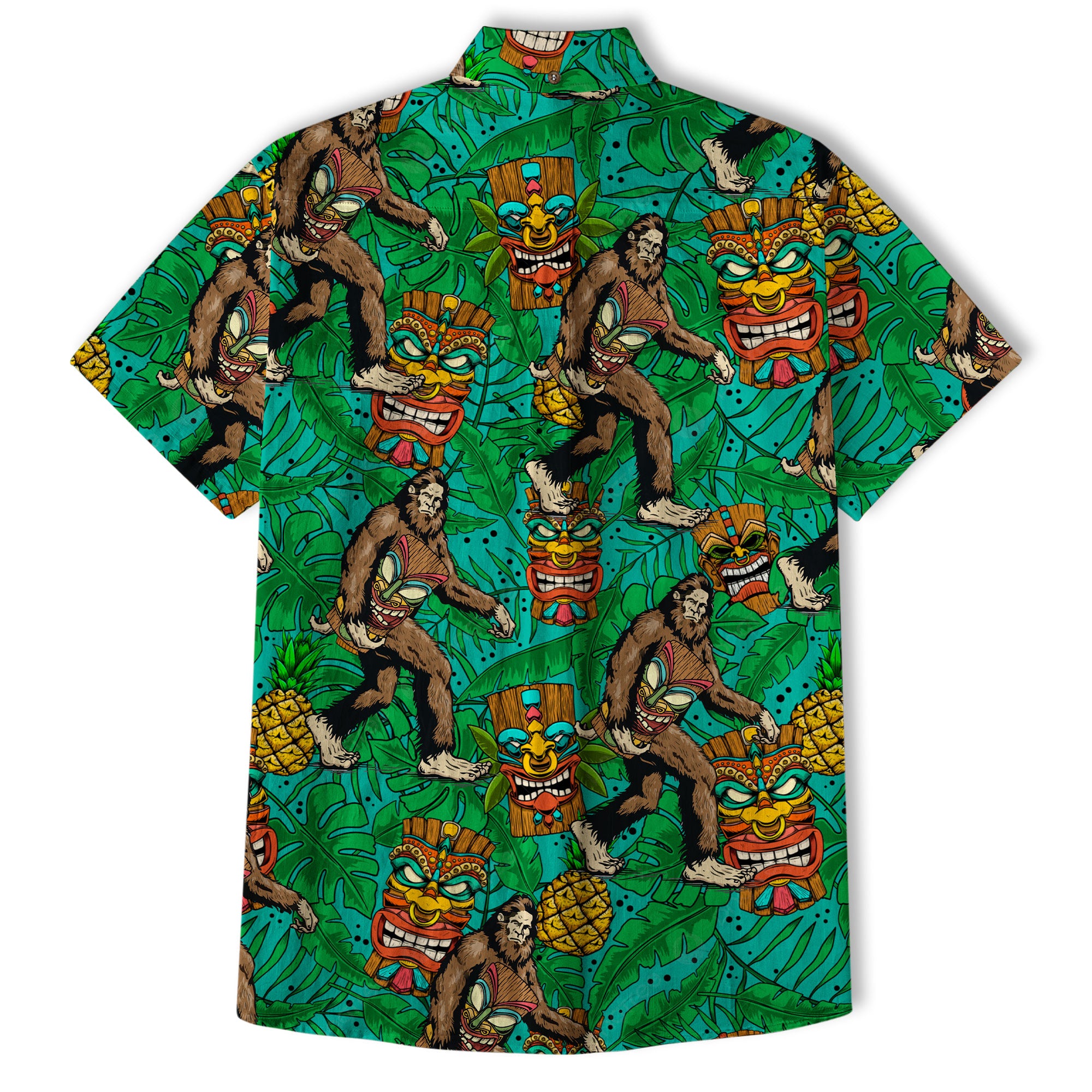 Tropical Bigfoot Hawaiian Shirt Men Women, Bigfoot Flamingo Hawaiian Shirt Summer Beach Aloha Short Sleeve Button Down - The Palmix