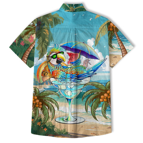 Parrot Cocktail Hawaiian Shirt for Men Women - Tropical Hawaiian Shirt - Summer Hawaiian Beach Shirt - The Palmix