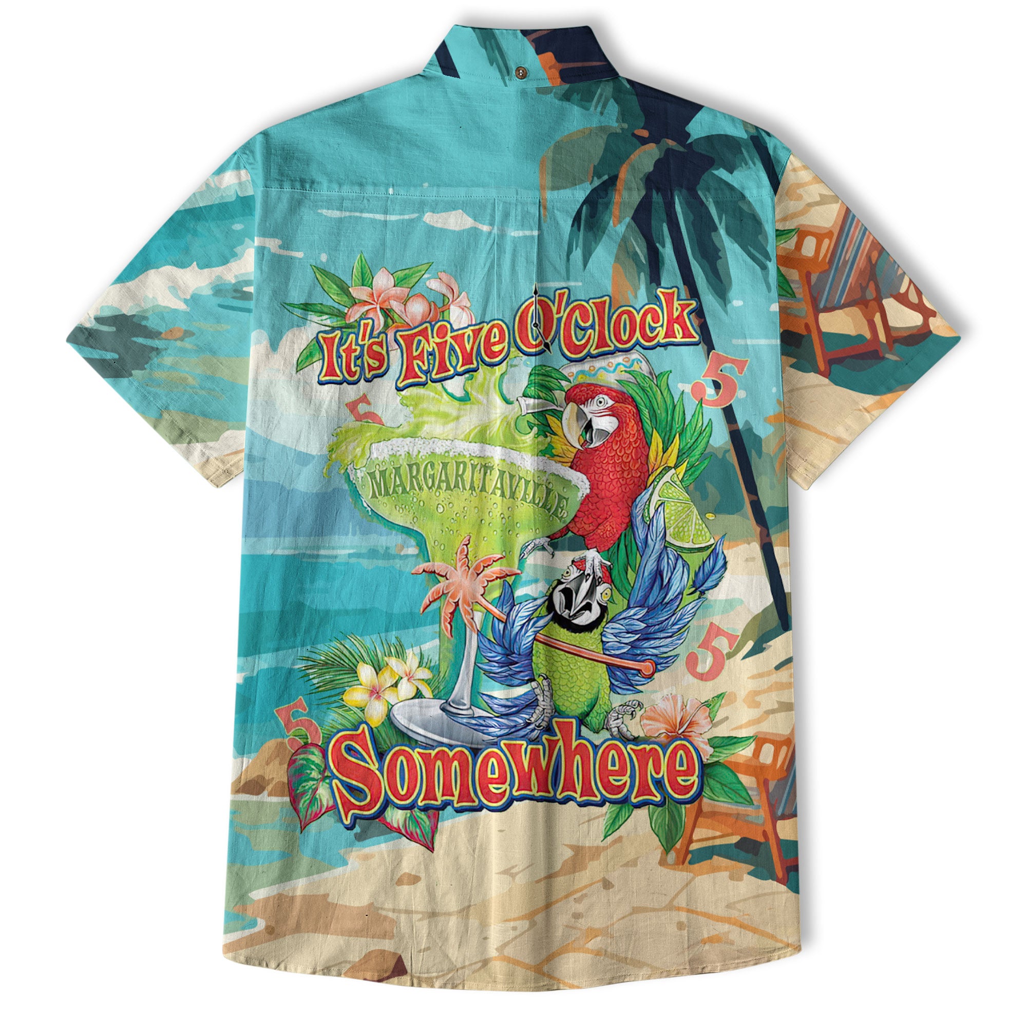 It's Always 5 O'clock Somewhere Hawaiian Shirt, Parrot Hawaiian Shirt, Parrot Summer Hawaiian Aloha Shirt - The Palmix
