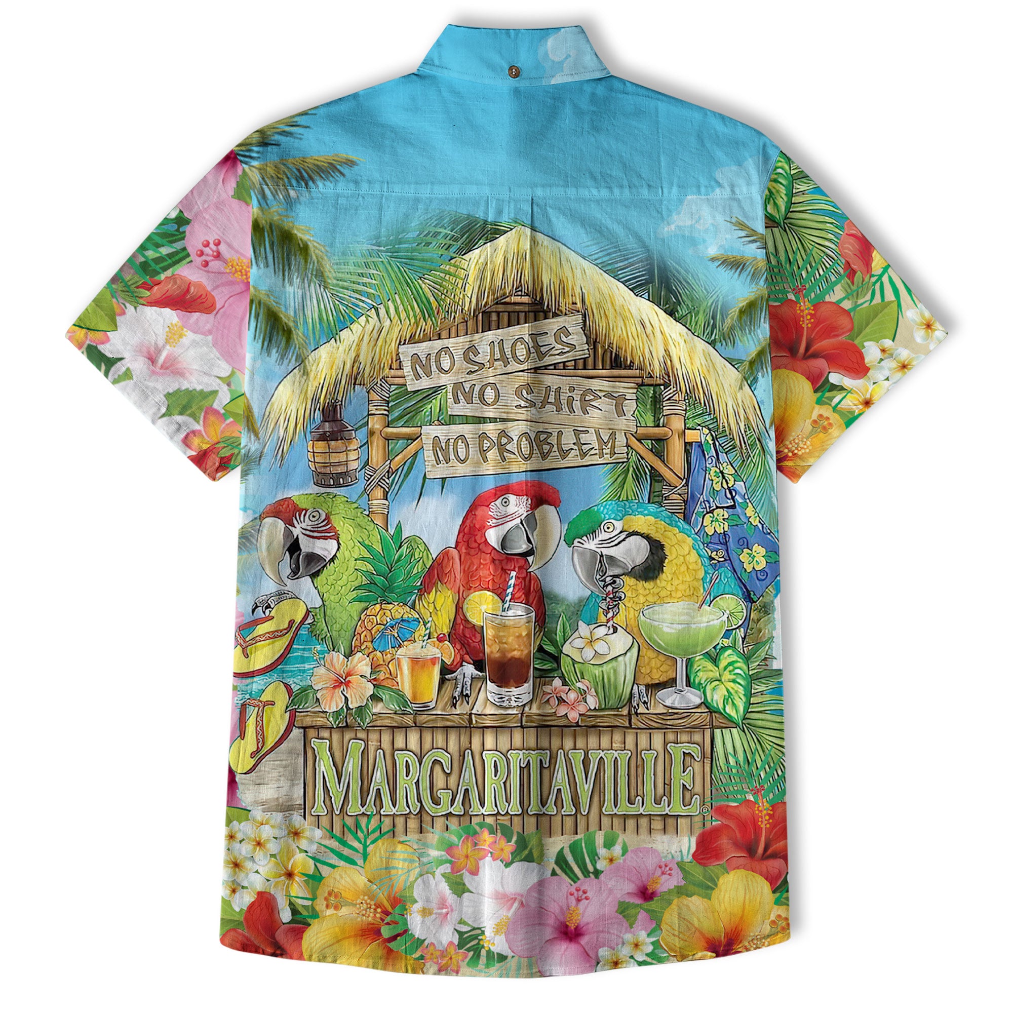 No Shoes No Shirt No Problem Parrot Hawaiian Shirt, Parrot Hawaiian Shirt, Parrot Summer Hawaiian Aloha Shirt - The Palmix