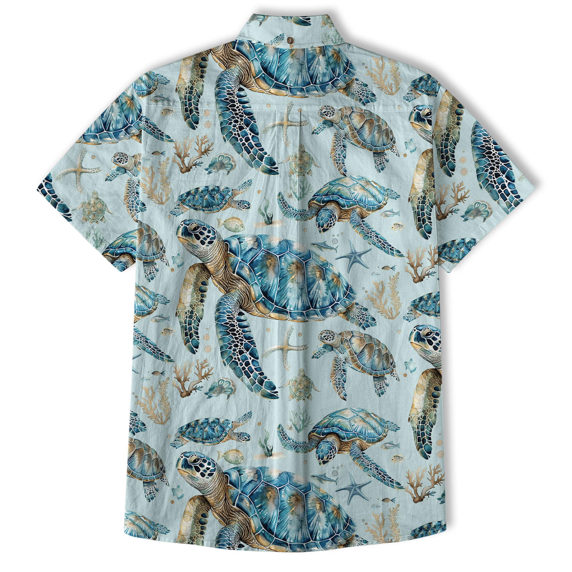Blue Tribal Sea Turtle Hawaiian Shirt, Aloha Tropical Summer Beach Button Up Shirt - The Palmix