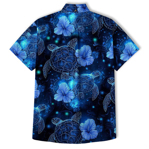 Neon Turtle Hawaiian Shirts for Men Women Youth, Vibrant Sea Turtle Aloha Summer Beach Shirt - The Palmix