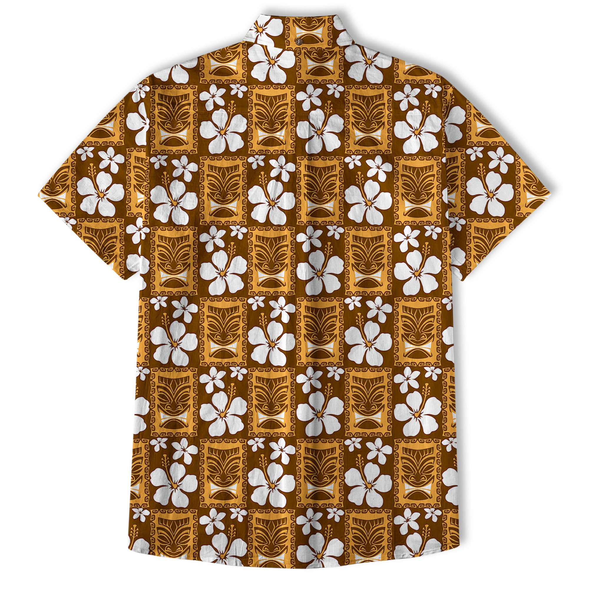Tiki Mask Pattern Hawaiian Shirt, Tiki Floral Pattern Hawaii Shirt - The Palmix