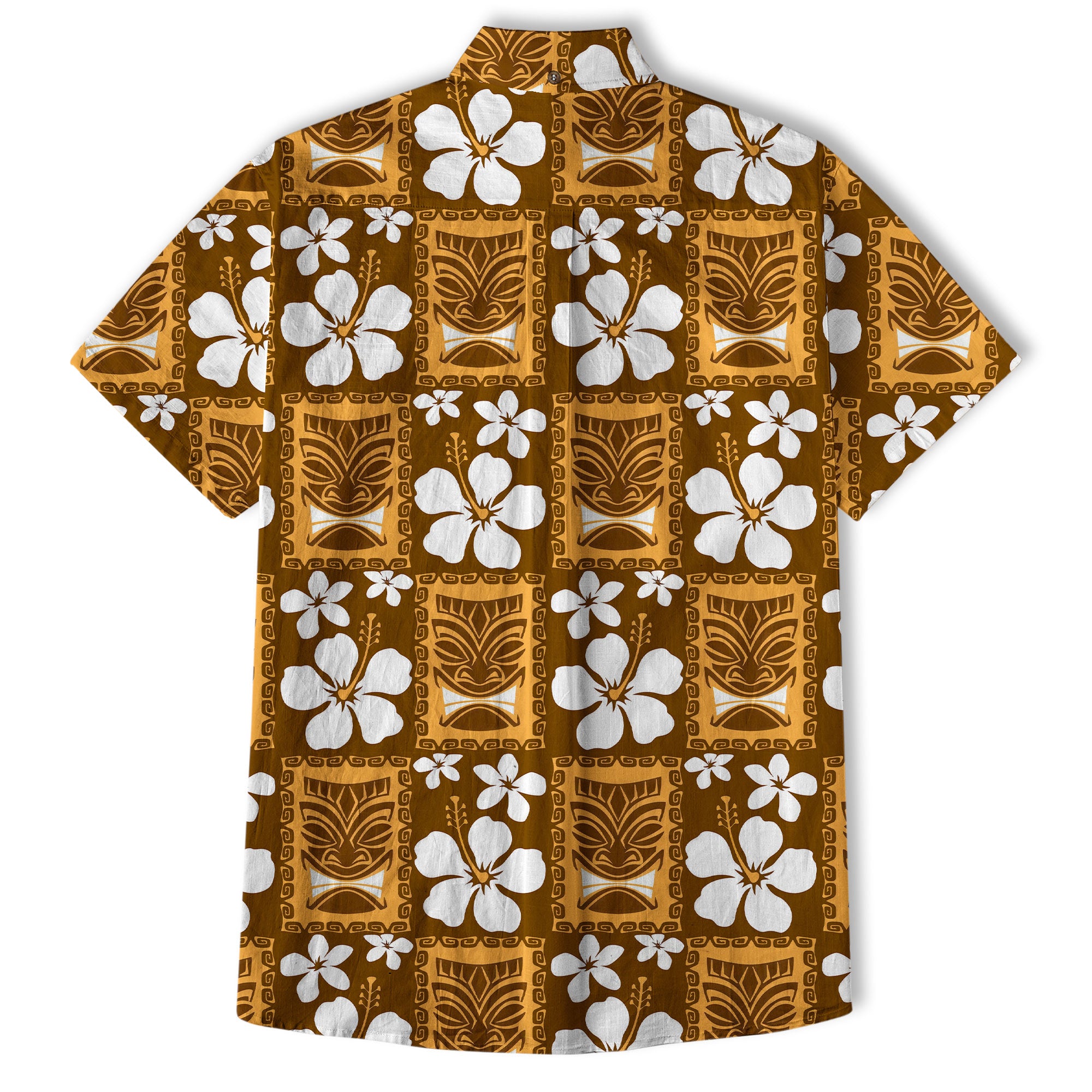 Tiki Mask Hawaiian Shirt for Men, Polynesian Hawaiian Button Down Aloha Shirt