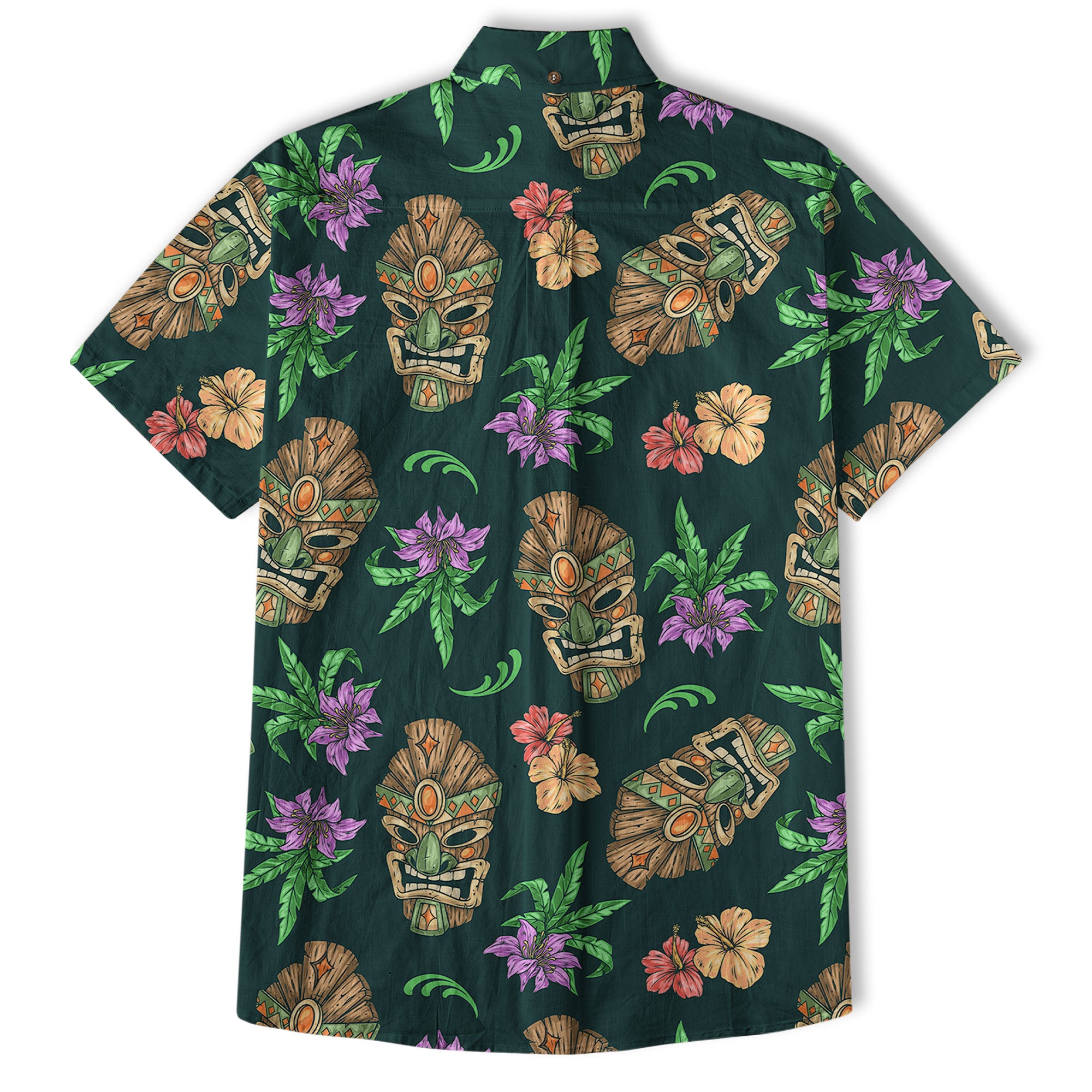 Tiki Mask Pattern Hawaiian Shirt, Tiki Floral Pattern Hawaii Shirt - The Palmix